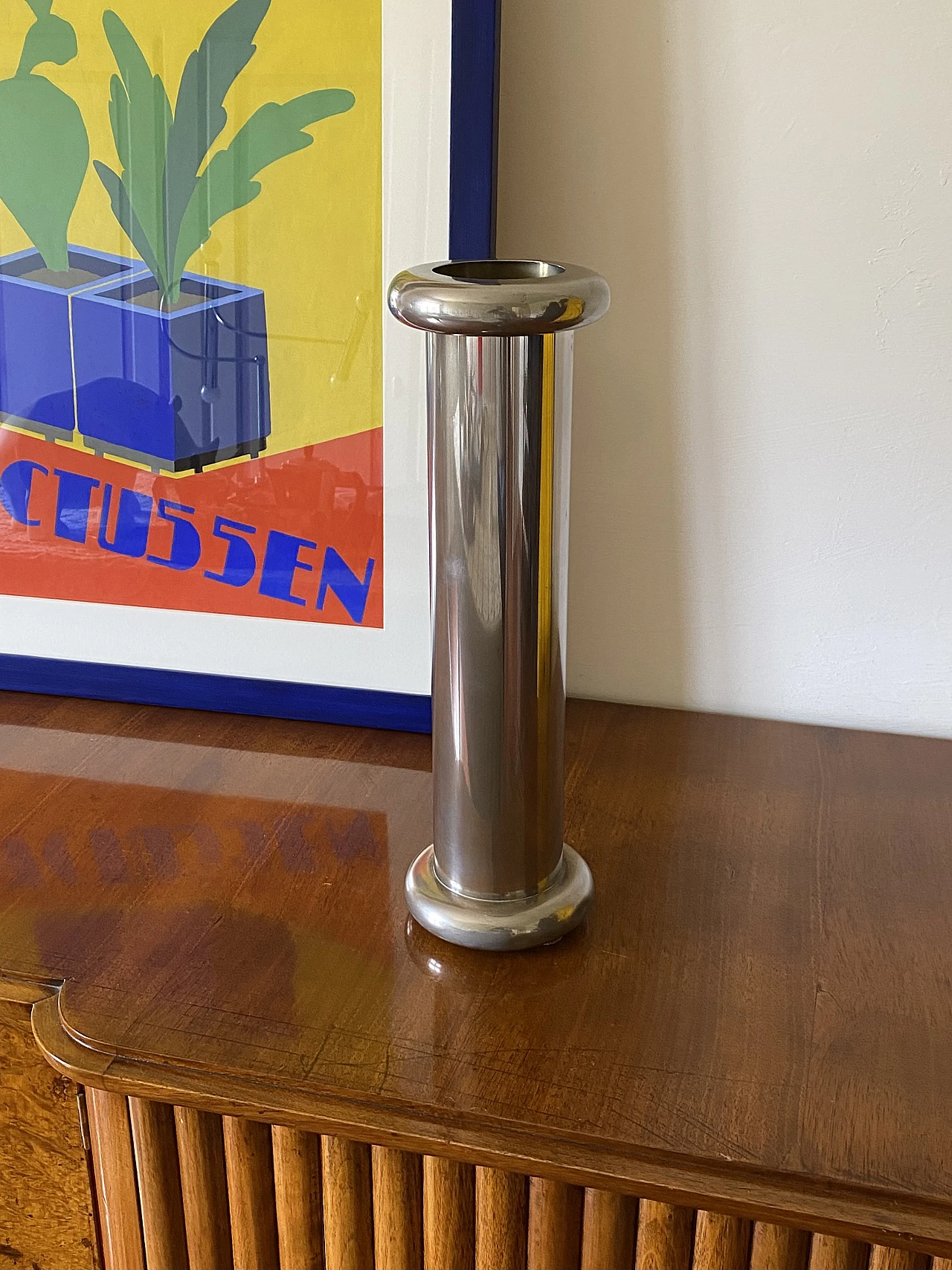 Cylindrical metal vase, 1970s 2