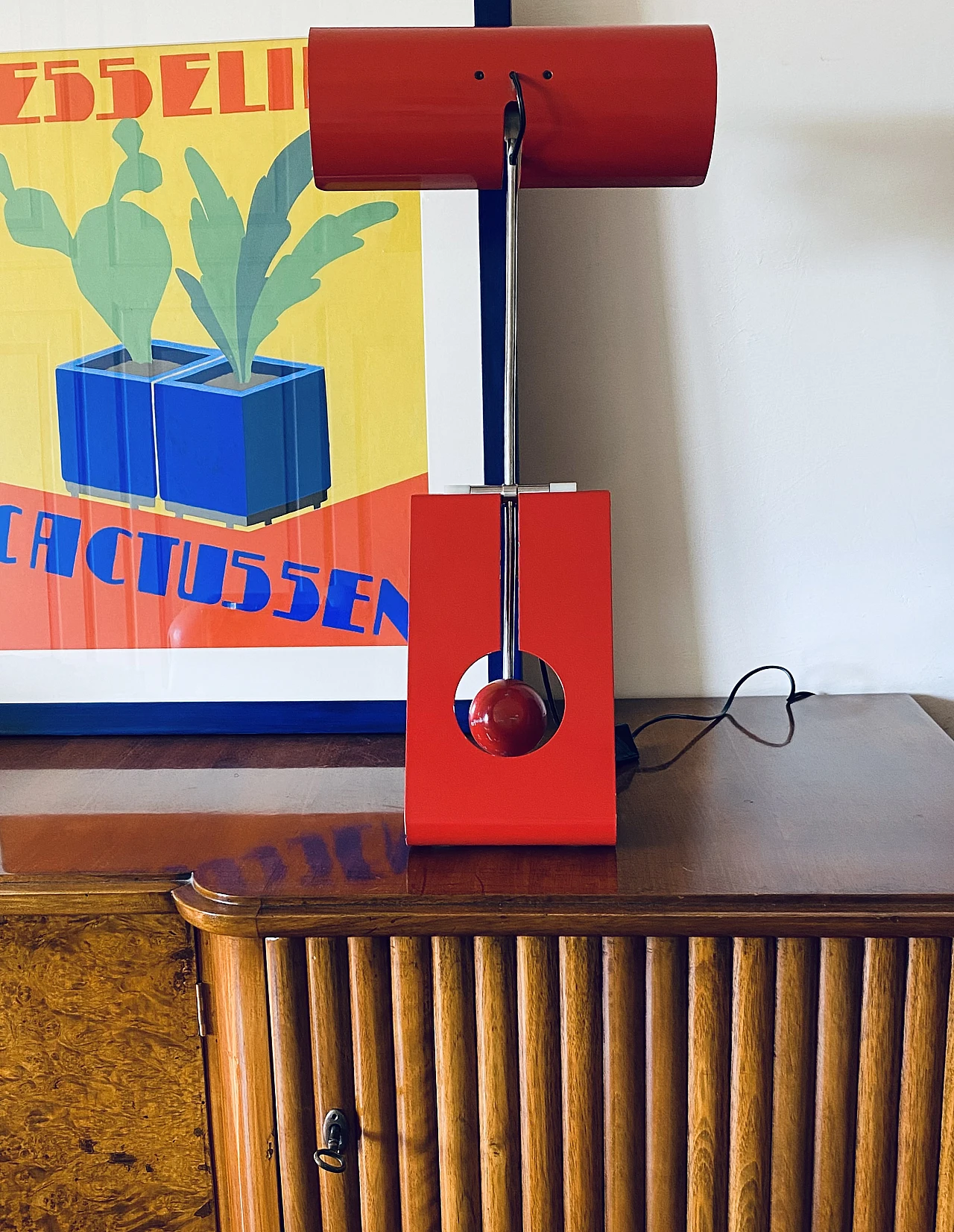 Red Picchio table lamp by Mauro Martini, 1970s 8