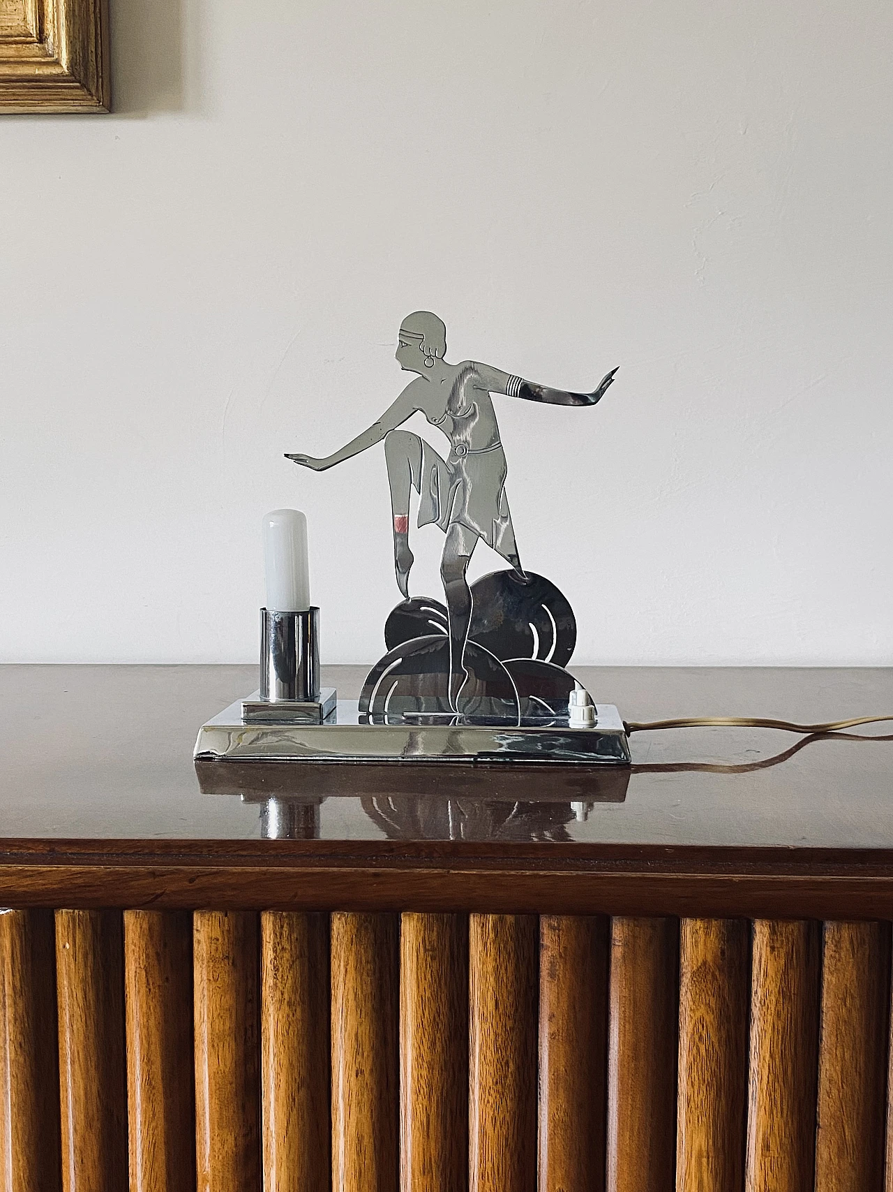Lampada da tavolo con ballerina di charleston di LW Paris, anni '30 2