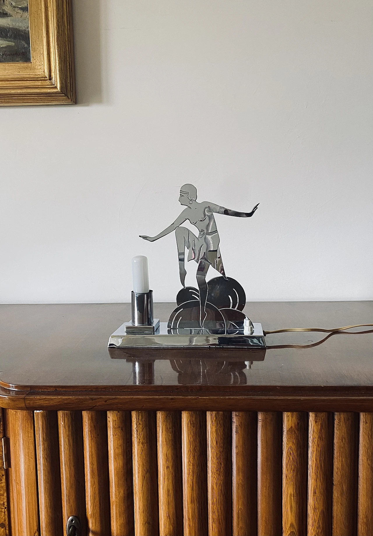 Lampada da tavolo con ballerina di charleston di LW Paris, anni '30 3