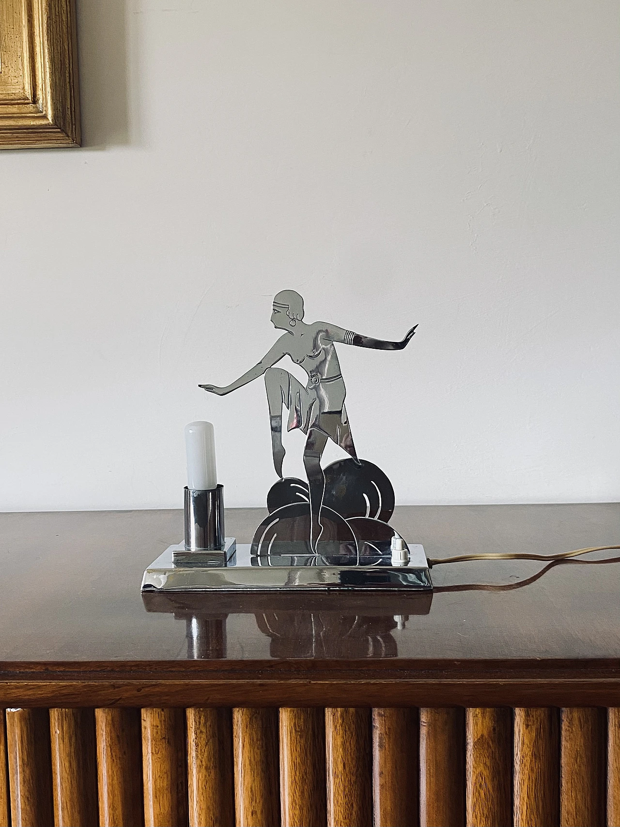 Lampada da tavolo con ballerina di charleston di LW Paris, anni '30 4