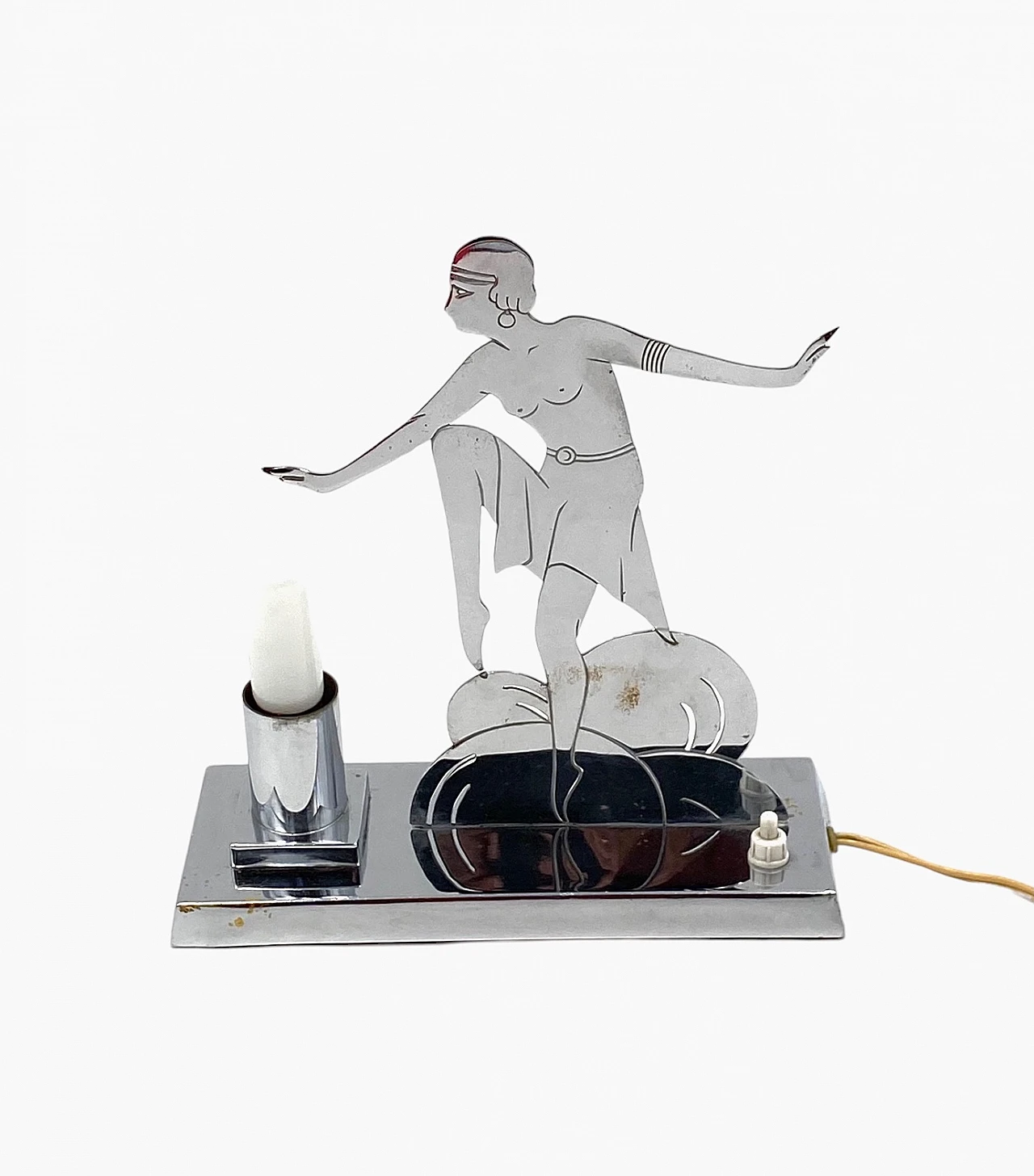 Lampada da tavolo con ballerina di charleston di LW Paris, anni '30 9