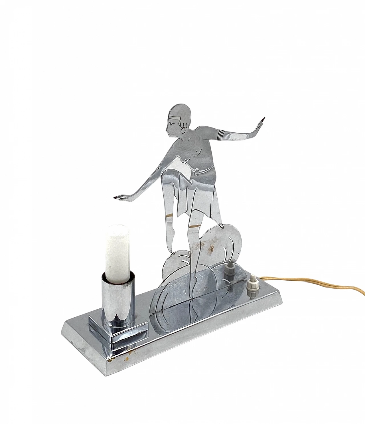 Lampada da tavolo con ballerina di charleston di LW Paris, anni '30 11