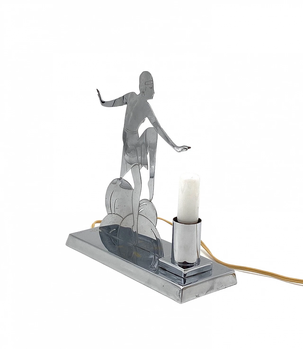 Lampada da tavolo con ballerina di charleston di LW Paris, anni '30 13