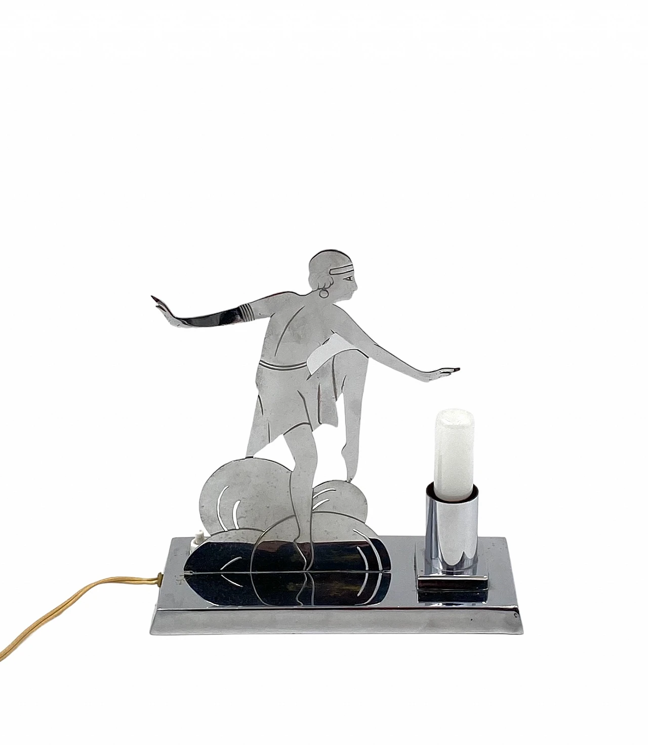Lampada da tavolo con ballerina di charleston di LW Paris, anni '30 14