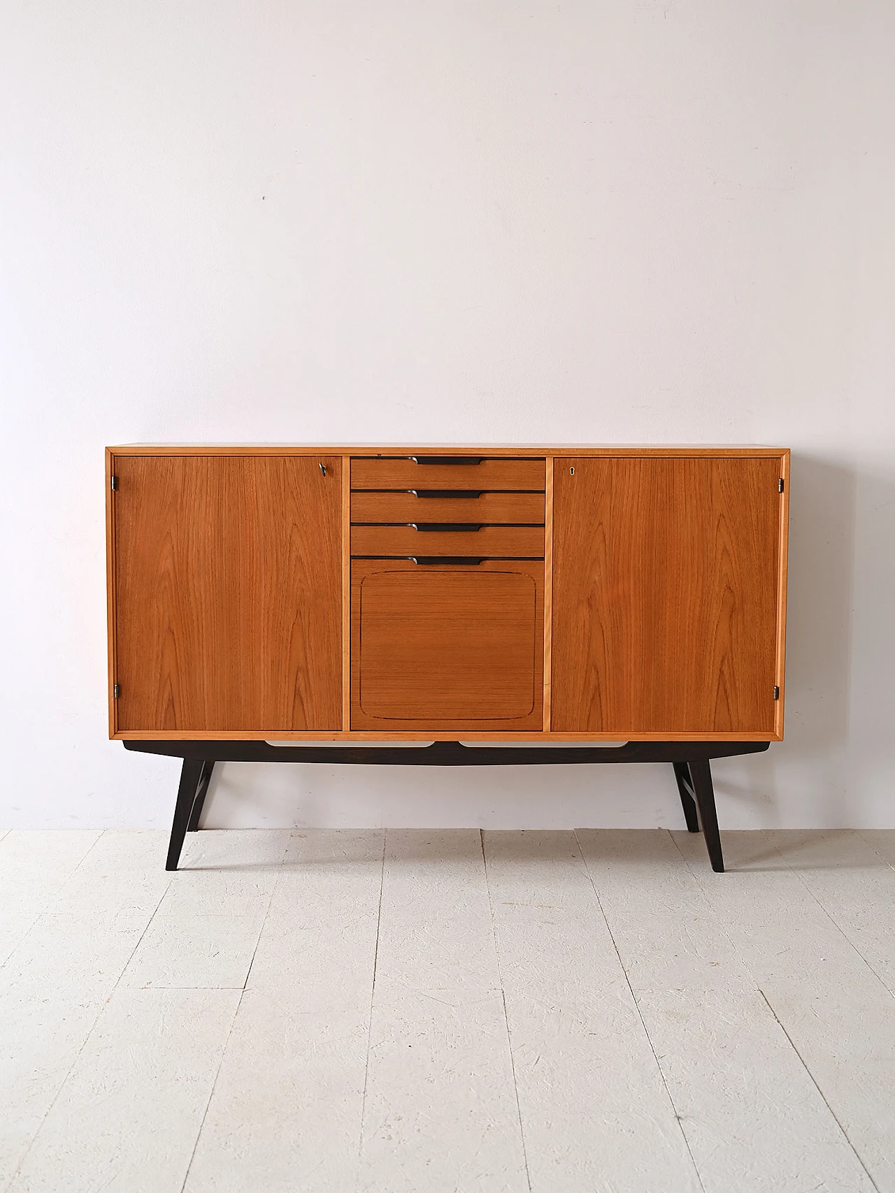 Scandinavian teak sideboard with black details, 1960s 2