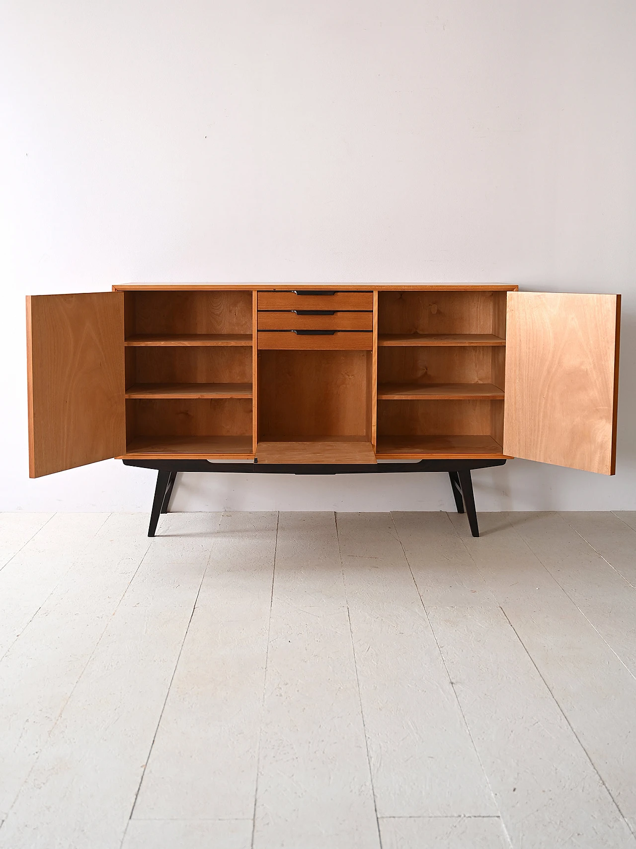 Scandinavian teak sideboard with black details, 1960s 3