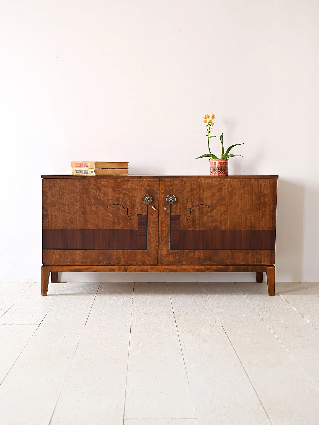 Wooden cabinet with hinged doors in Deco style, 1960s 1