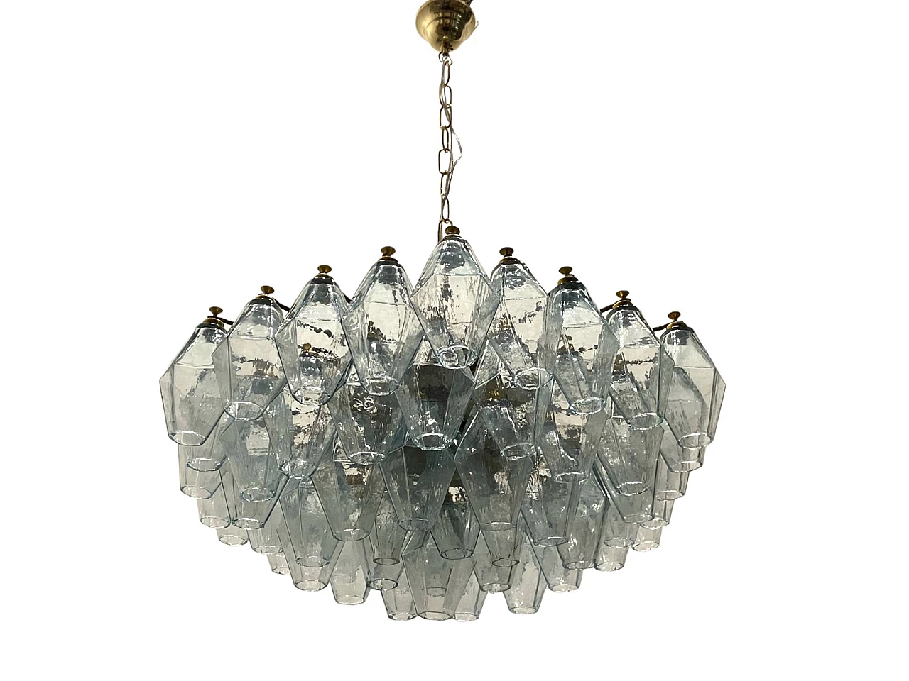 Poliedri style Murano glass polygon chandelier, 1980s 1