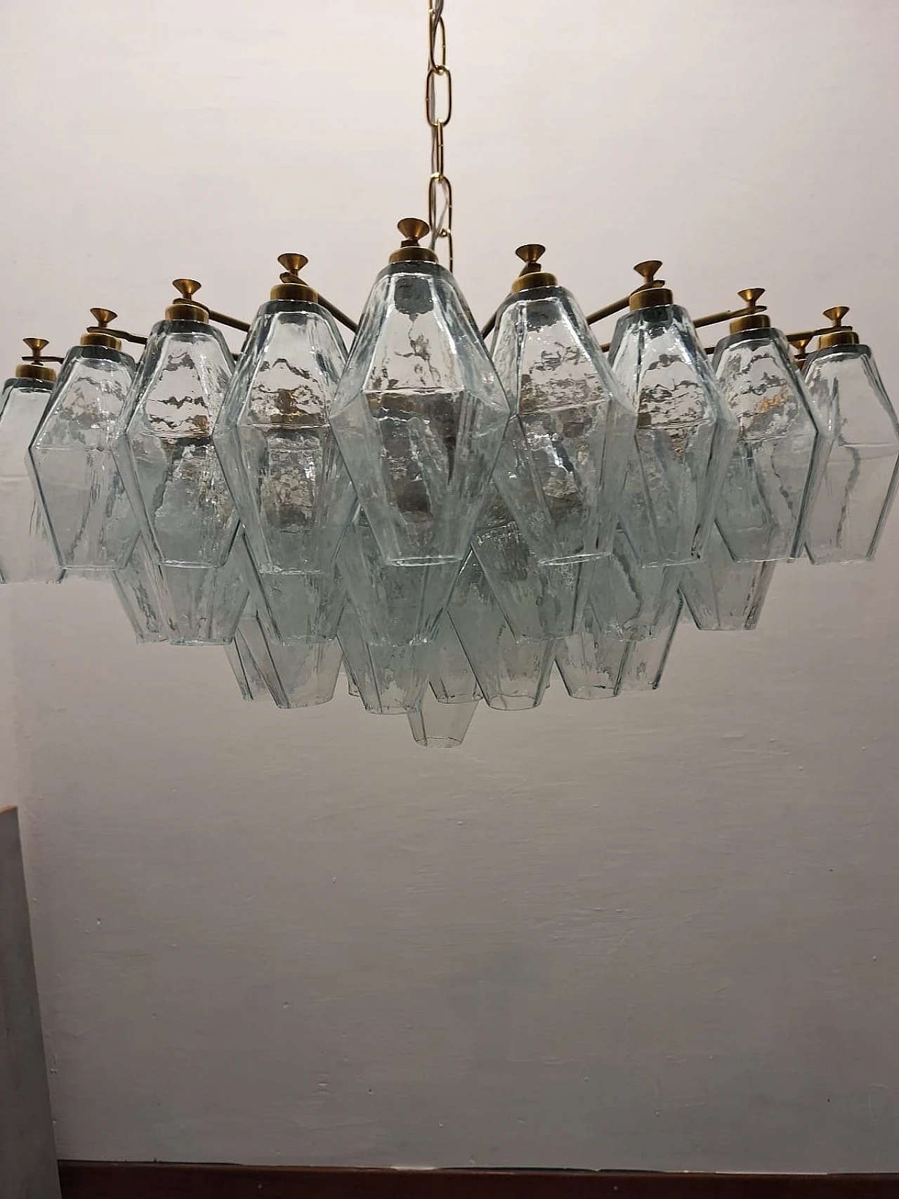 Poliedri style Murano glass polygon chandelier, 1980s 2