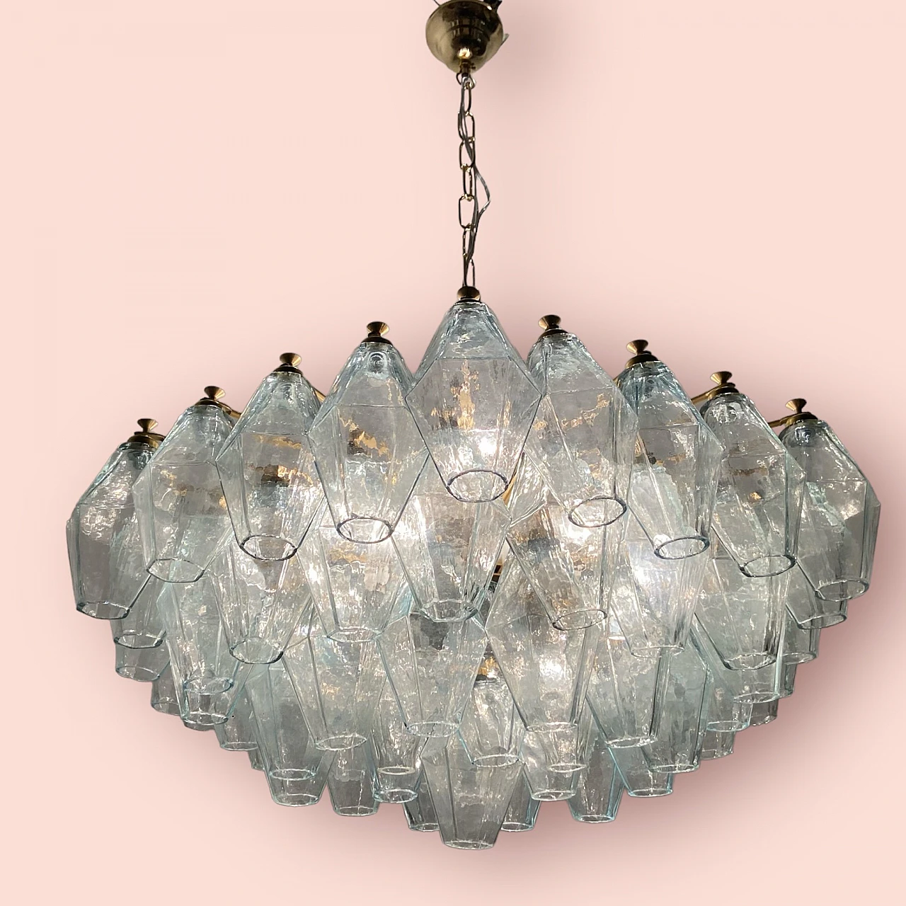Poliedri style Murano glass polygon chandelier, 1980s 3