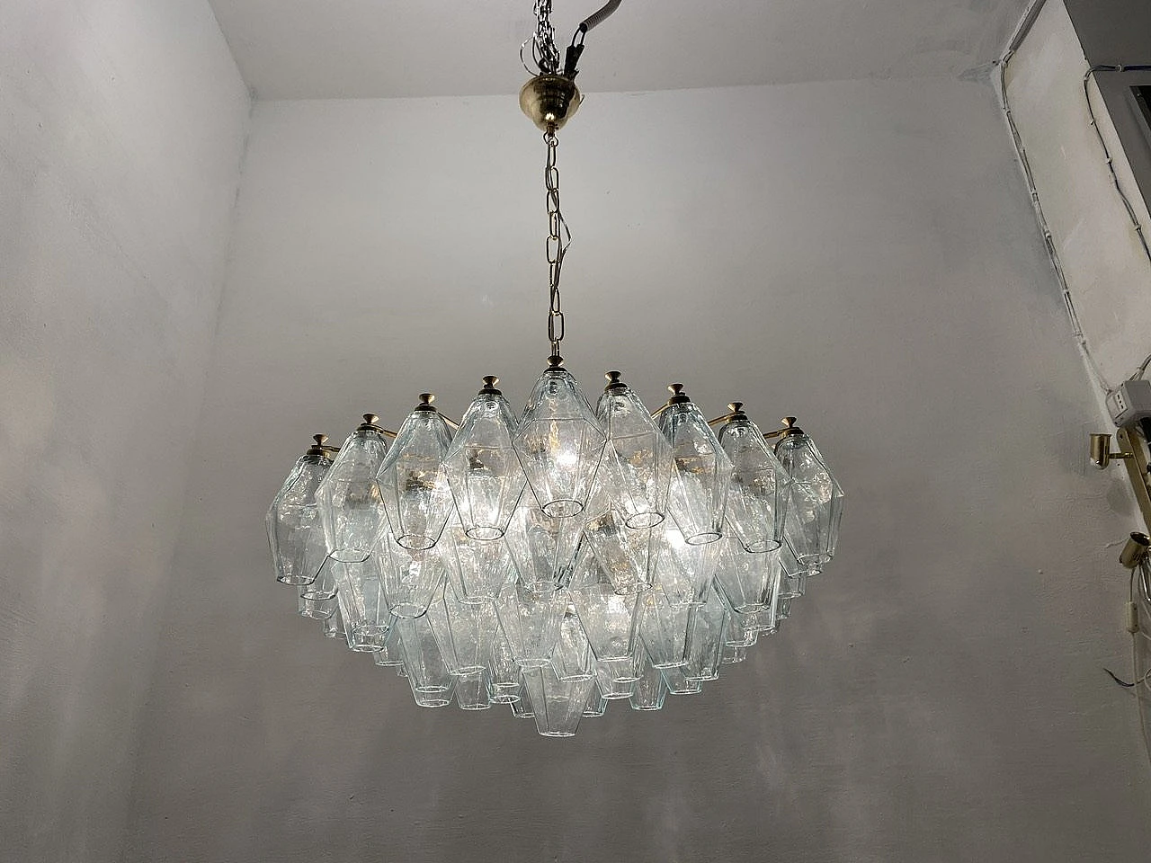 Poliedri style Murano glass polygon chandelier, 1980s 5