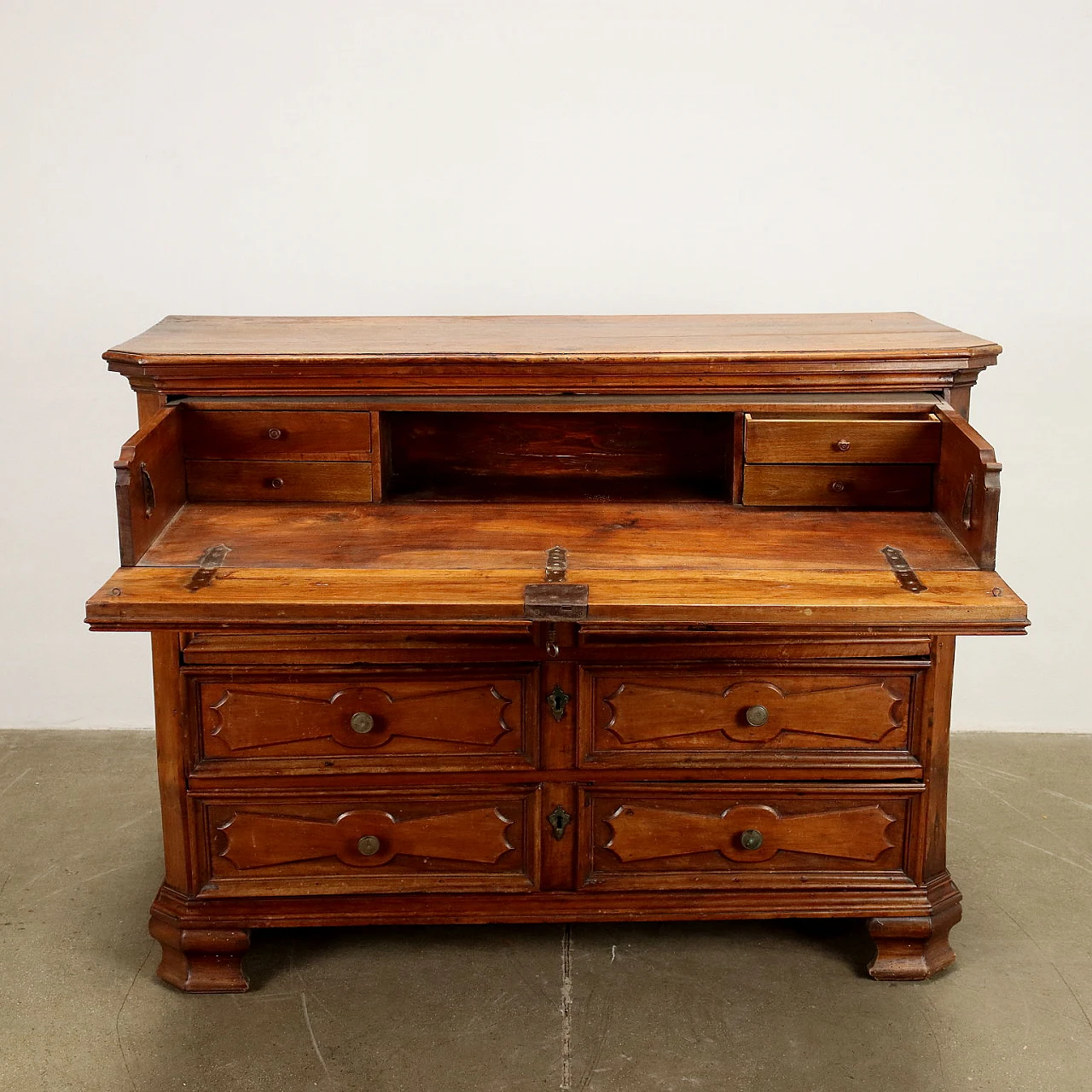 Canterano Barocco lombardo in noce con scrittoio, inizio '700 4