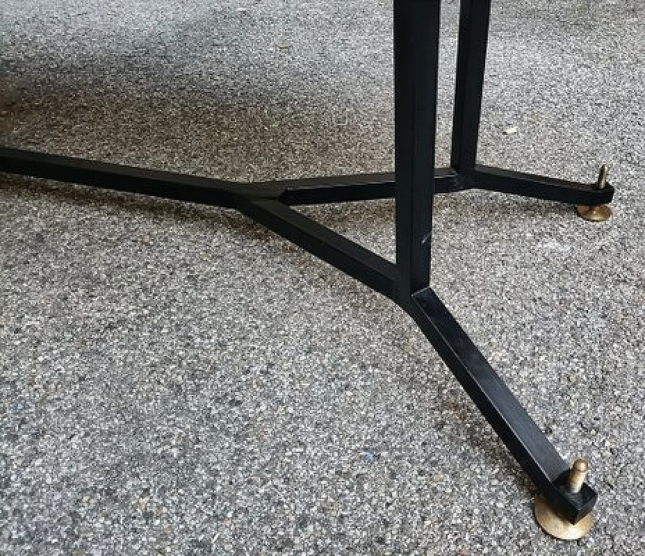 Iron, wood & brass adjustabe octagonal table, 1950s 3