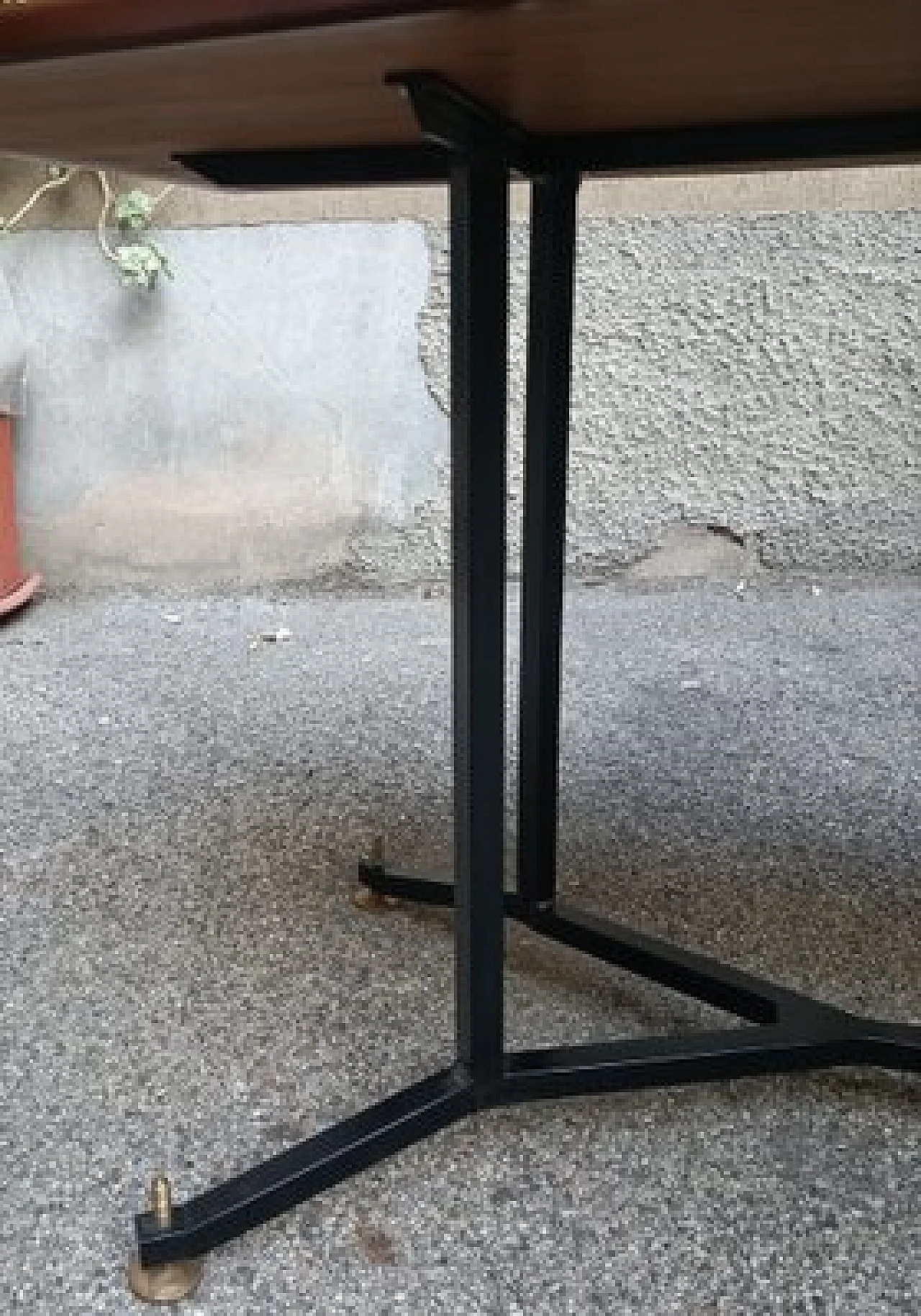 Iron, wood & brass adjustabe octagonal table, 1950s 5