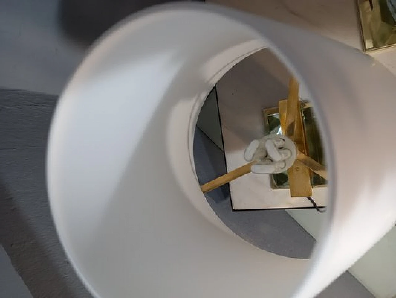 Coppia di Lampade da tavolo in vetro, tessuto ed ottone, anni 2000 6