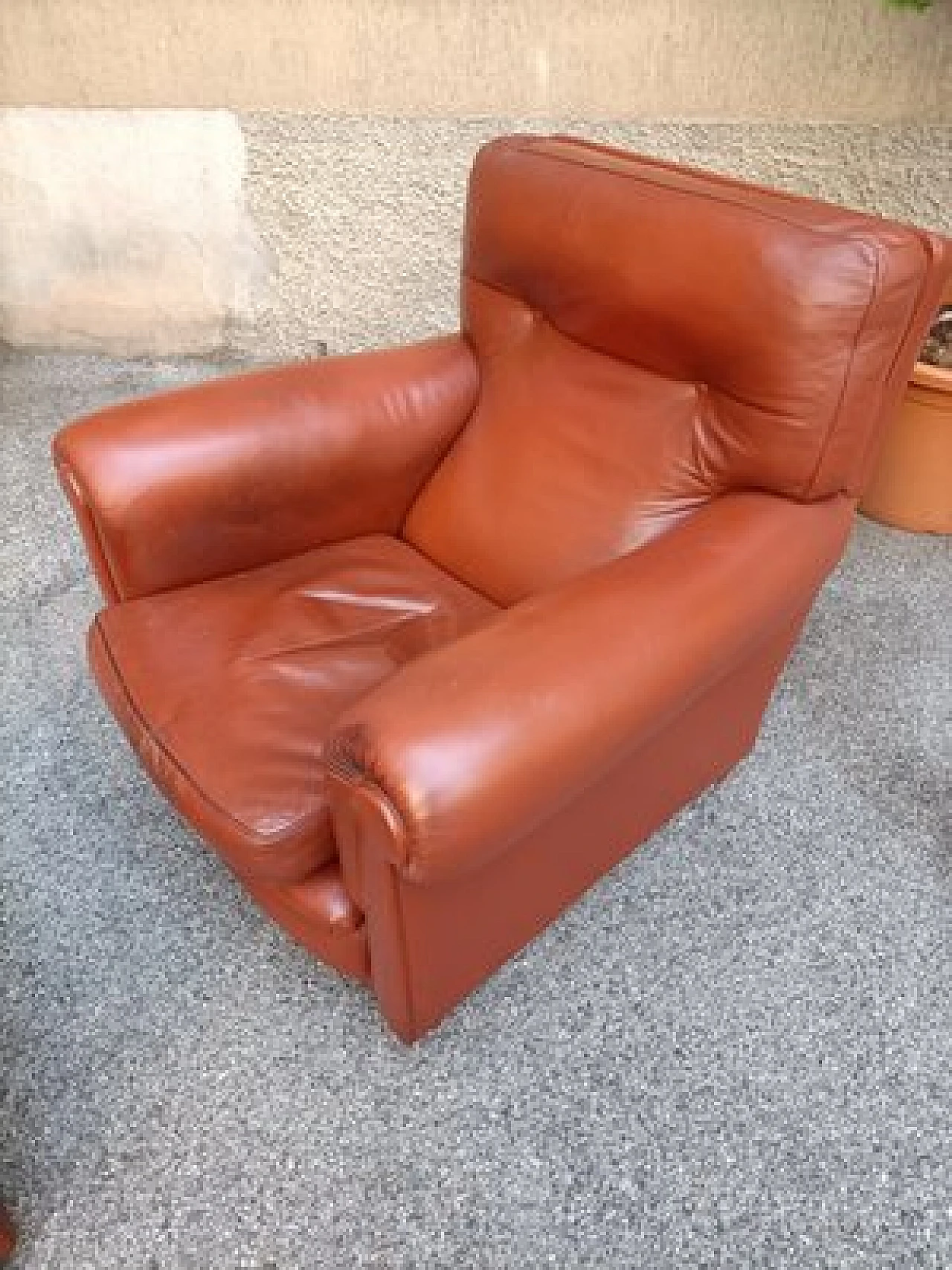 Poltrona in pelle con pouf di R. Frau per Poltrona Frau, anni '40 4