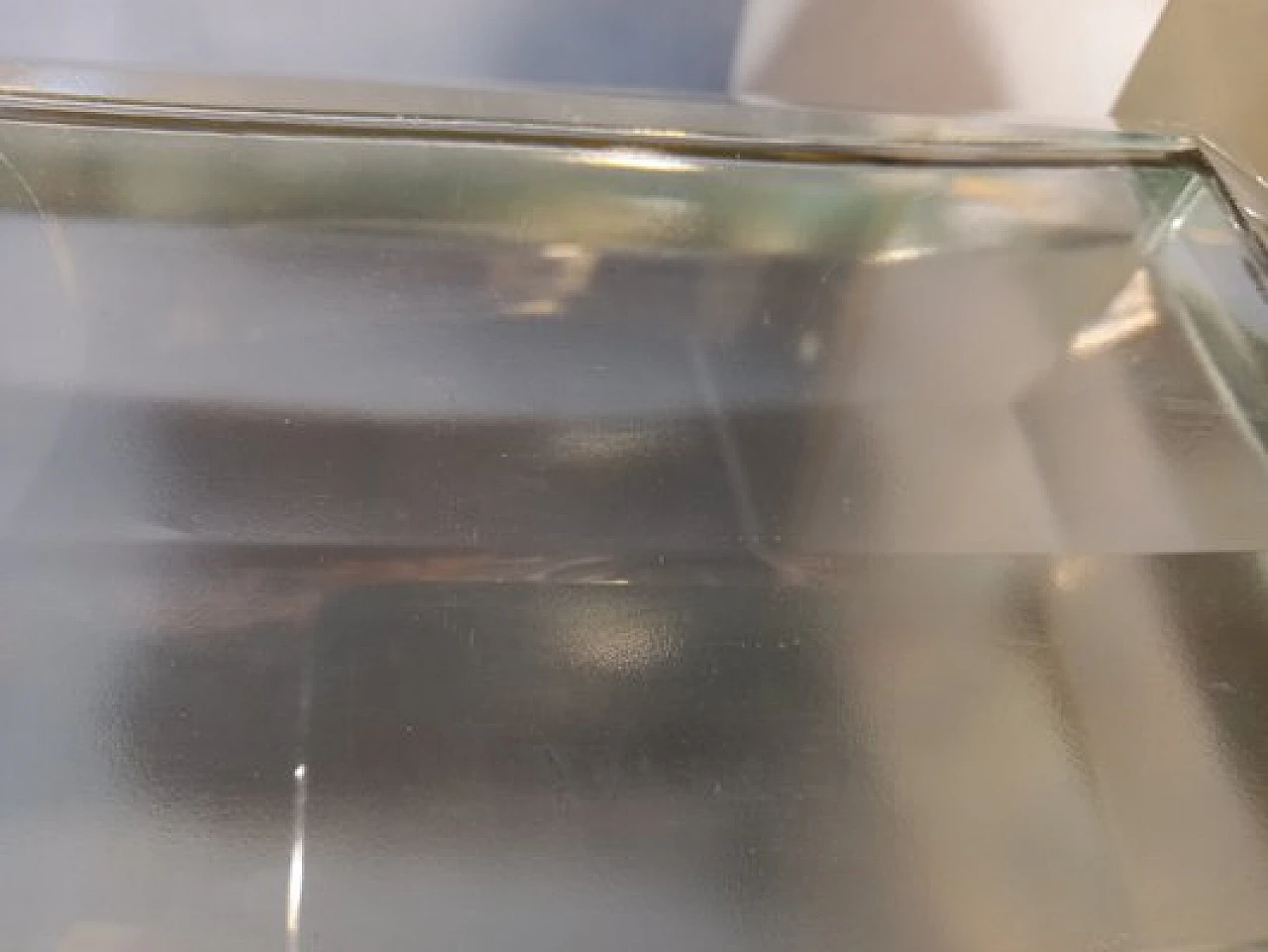 Coppia di Lampade da tavolo in vetro, tessuto ed ottone, anni 2000 12