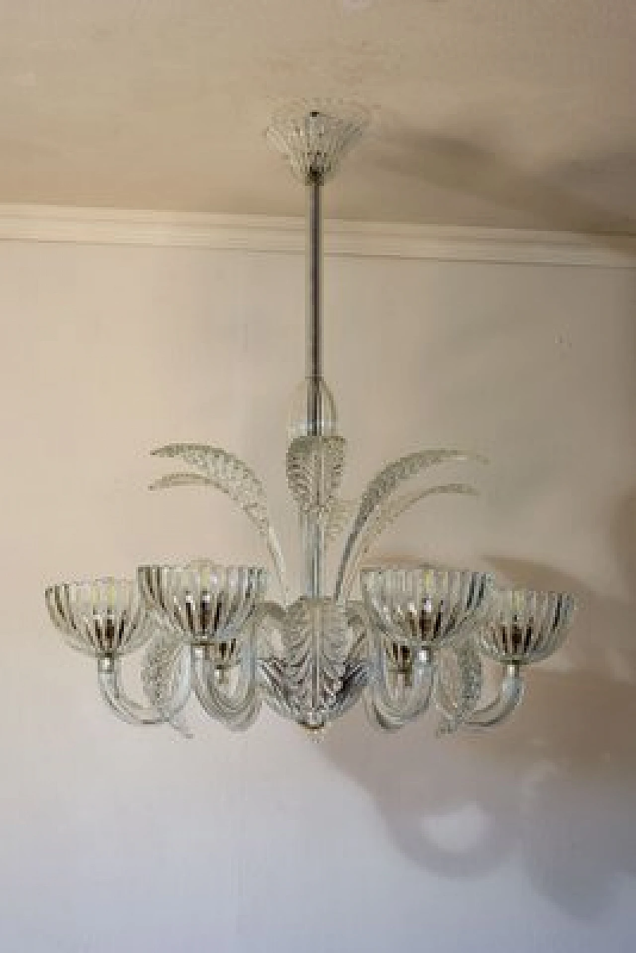 Murano glass chandelier attributed to Barovier & Toso, 1940s 1