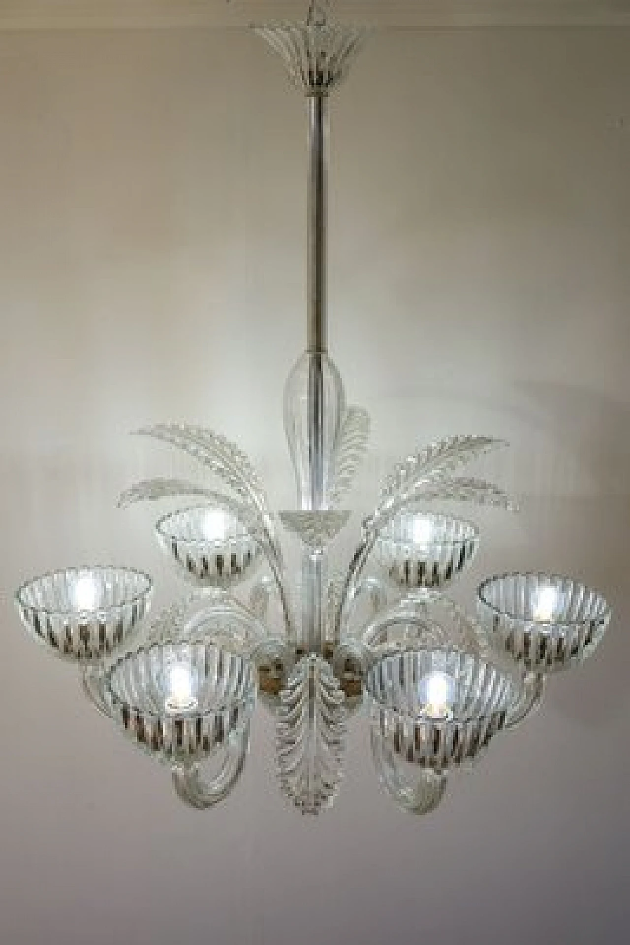 Murano glass chandelier attributed to Barovier & Toso, 1940s 2