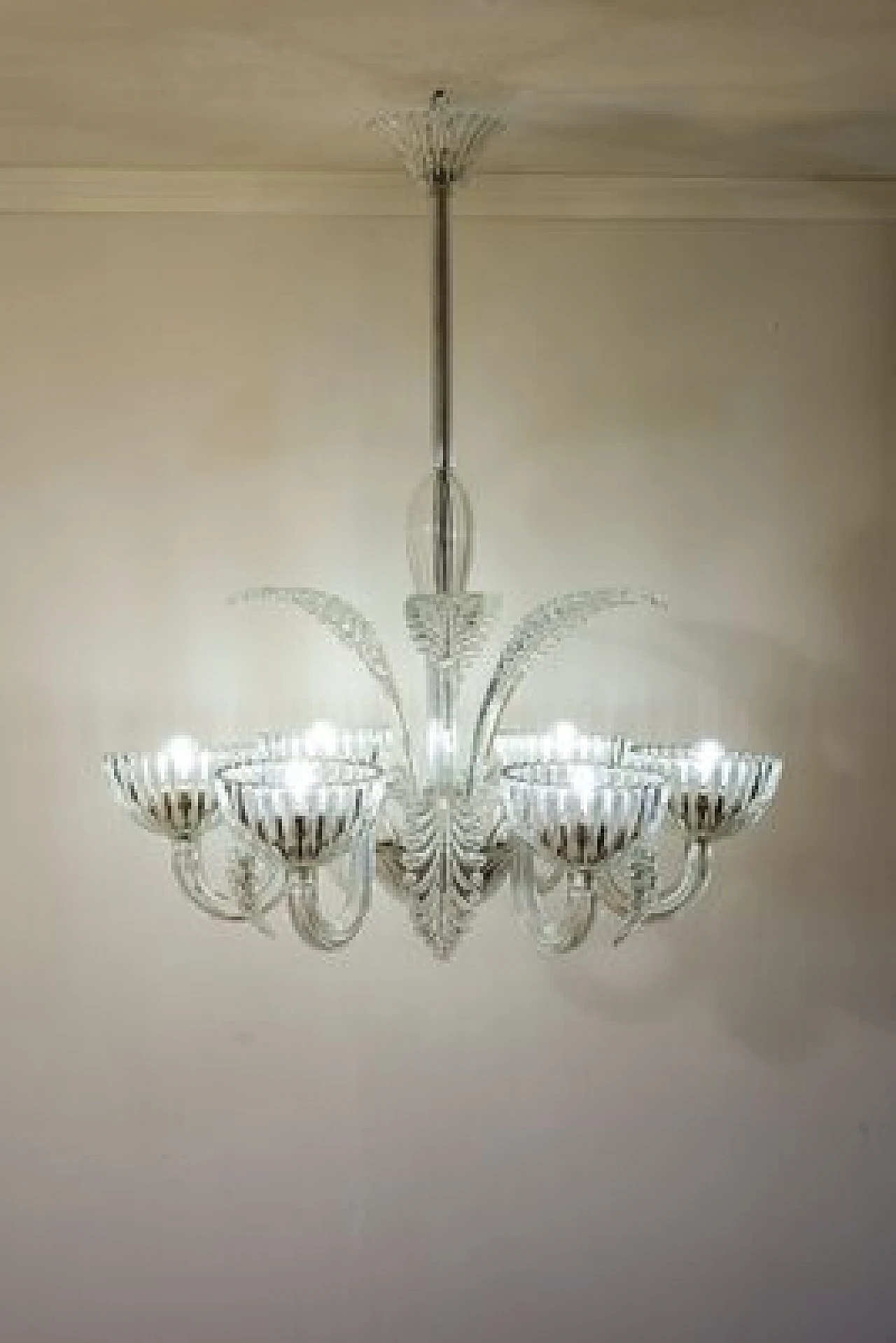 Murano glass chandelier attributed to Barovier & Toso, 1940s 4