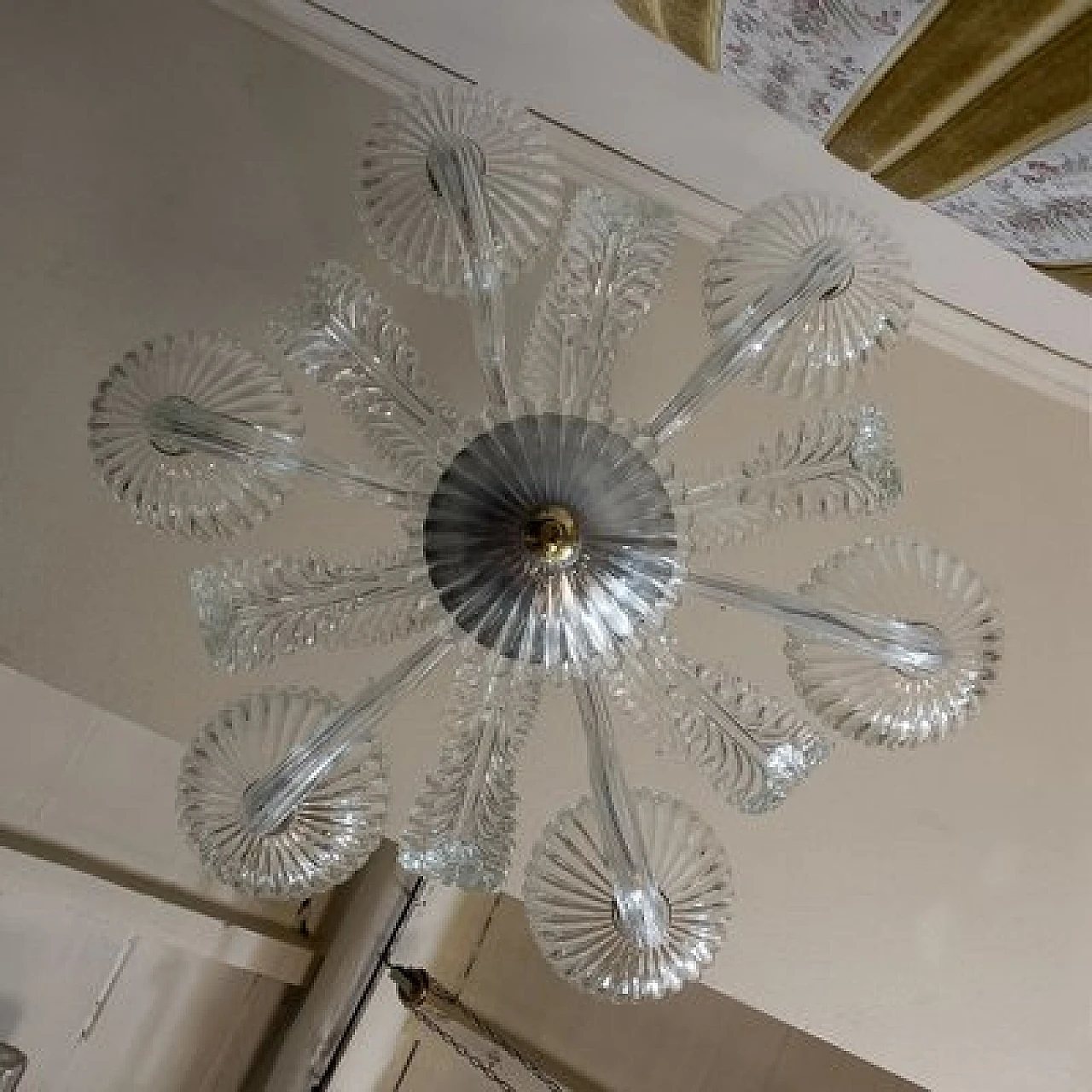 Murano glass chandelier attributed to Barovier & Toso, 1940s 6