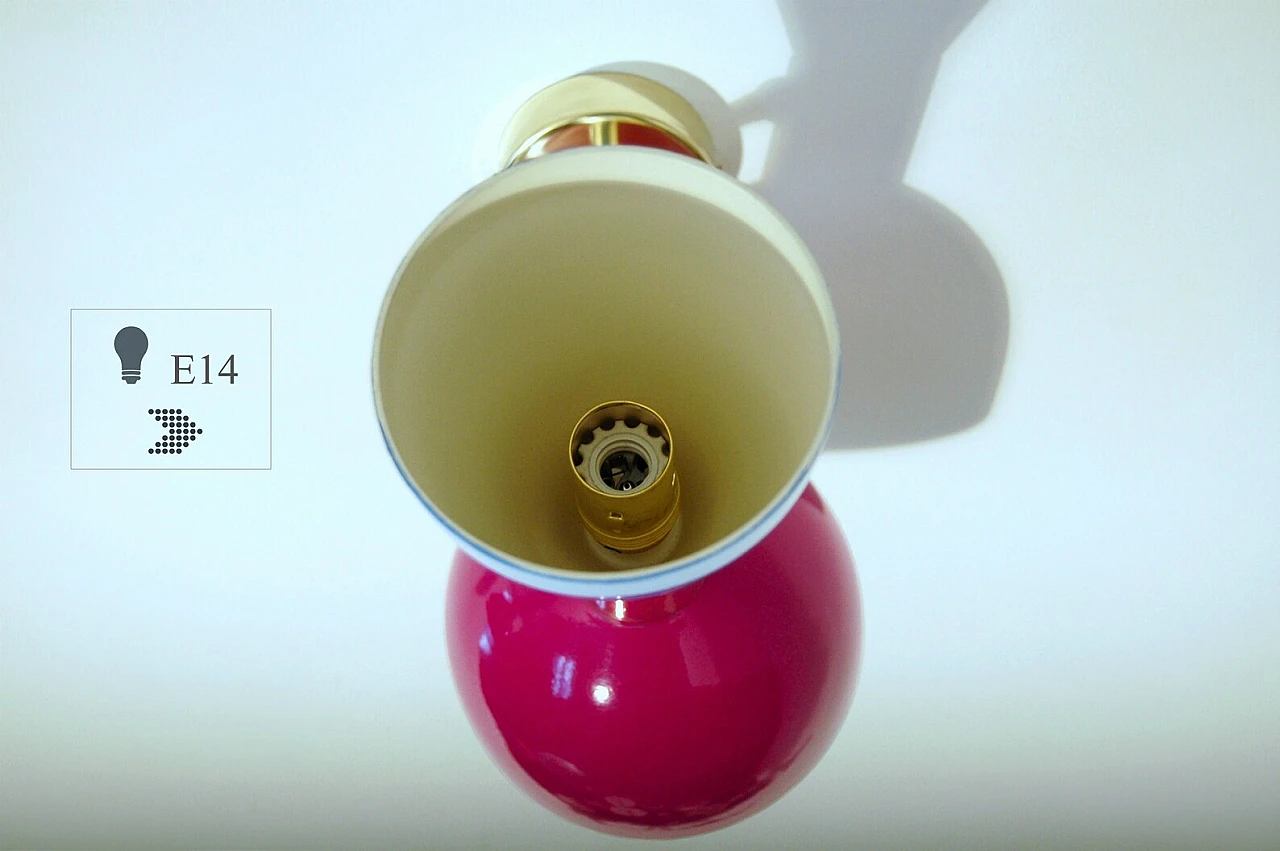 Wall light with violet and light blue double cone lampshade 7