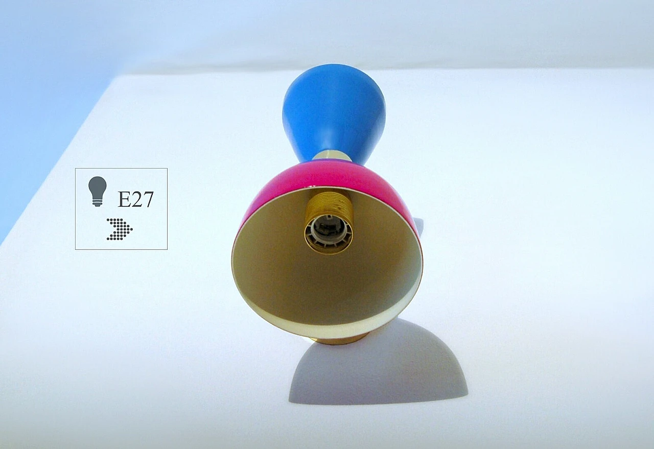 Wall light with violet and light blue double cone lampshade 8