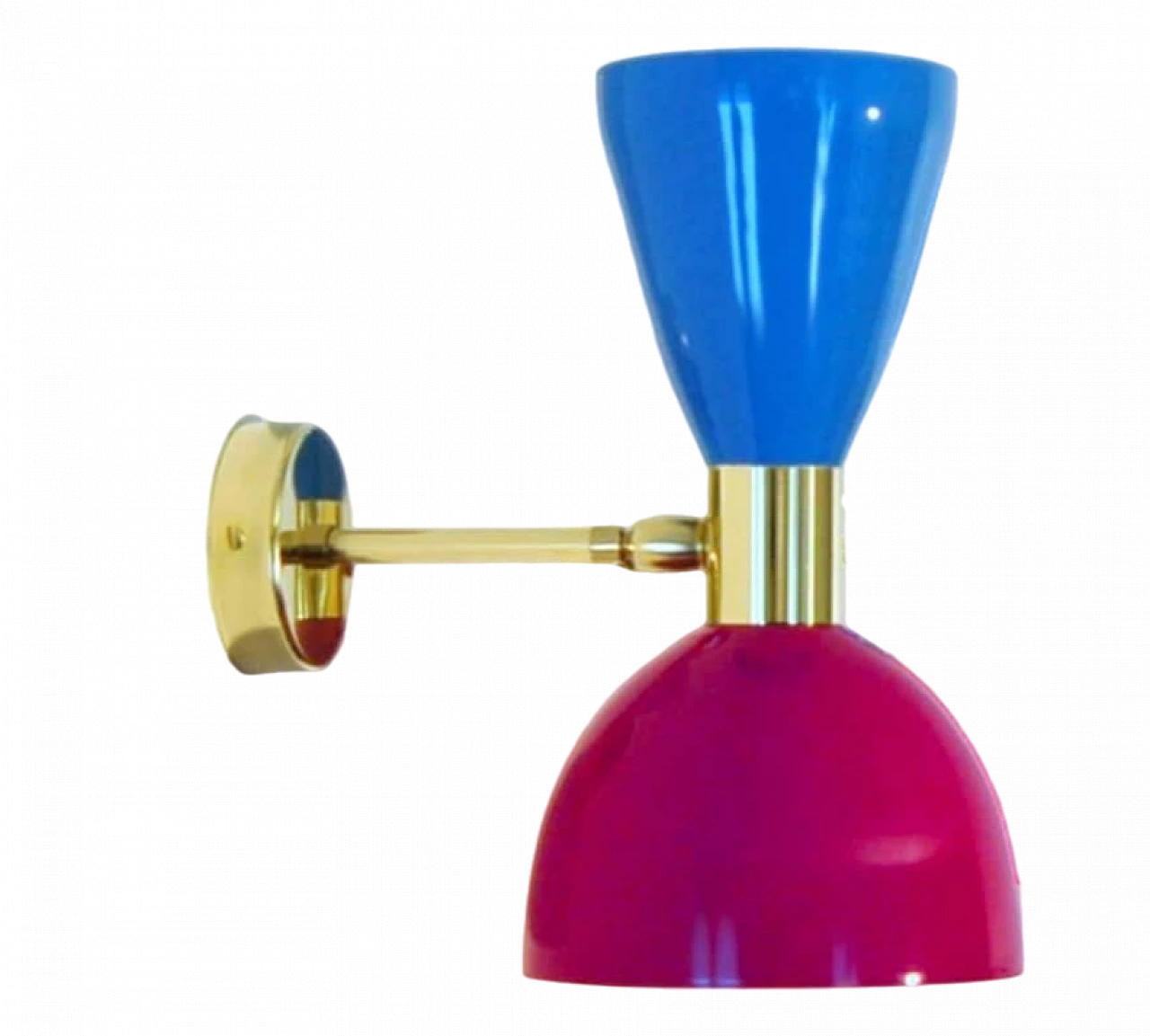 Wall light with violet and light blue double cone lampshade 10