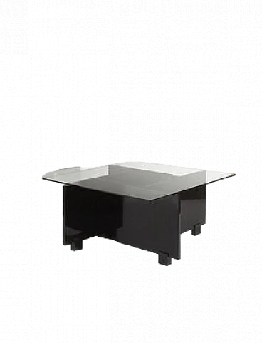 Tavolino quadrato in legno e vetro di Vittoriano Viganò, anni '50