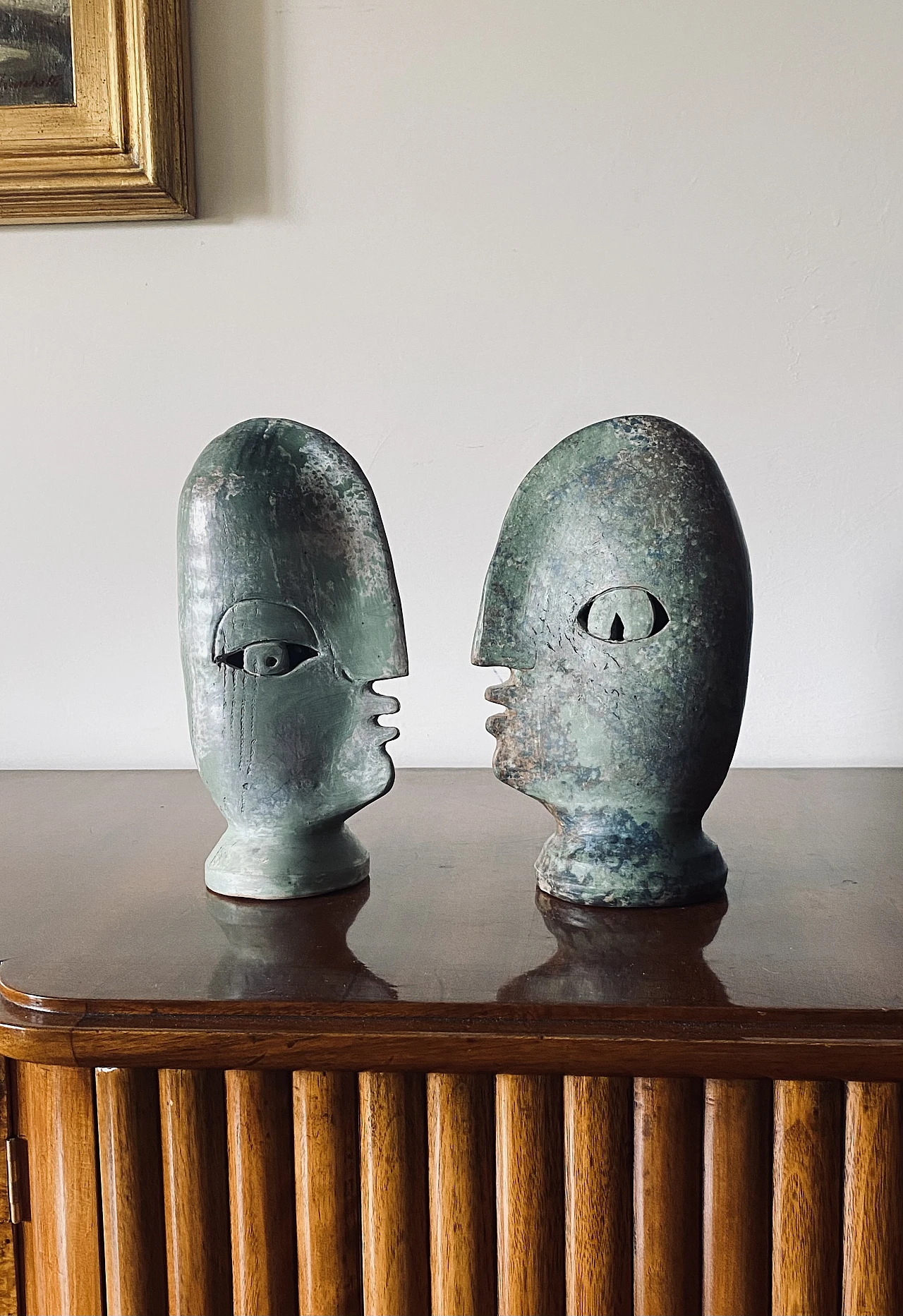 Loul Combres, Les Bisous, pair of ceramic sculptures, 1987 4