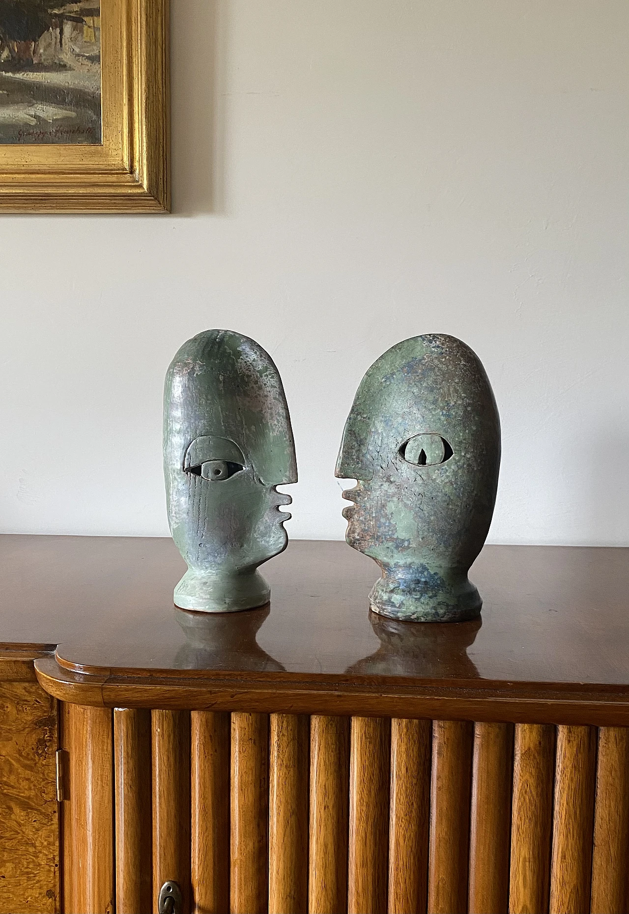 Loul Combres, Les Bisous, pair of ceramic sculptures, 1987 5