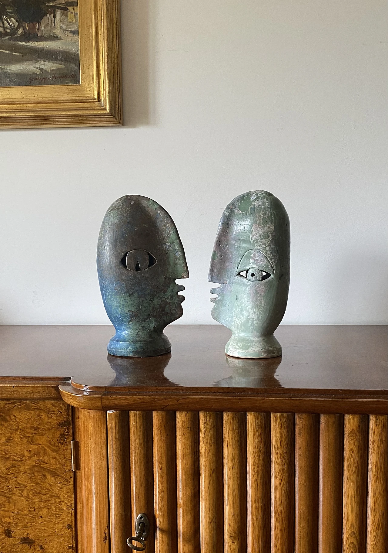 Loul Combres, Les Bisous, pair of ceramic sculptures, 1987 6