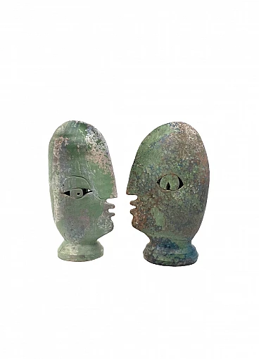 Loul Combres, Les Bisous, pair of ceramic sculptures, 1987