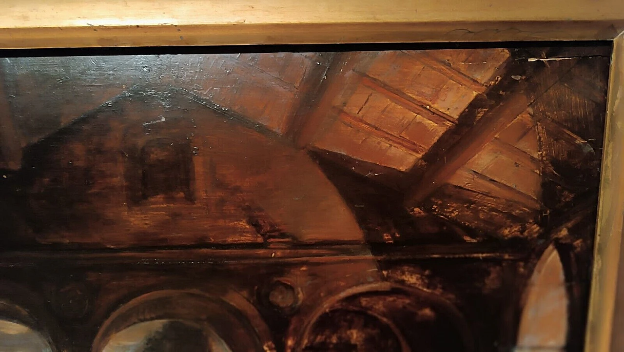 Convent with friars, oil sketch on panel, 19th century 8