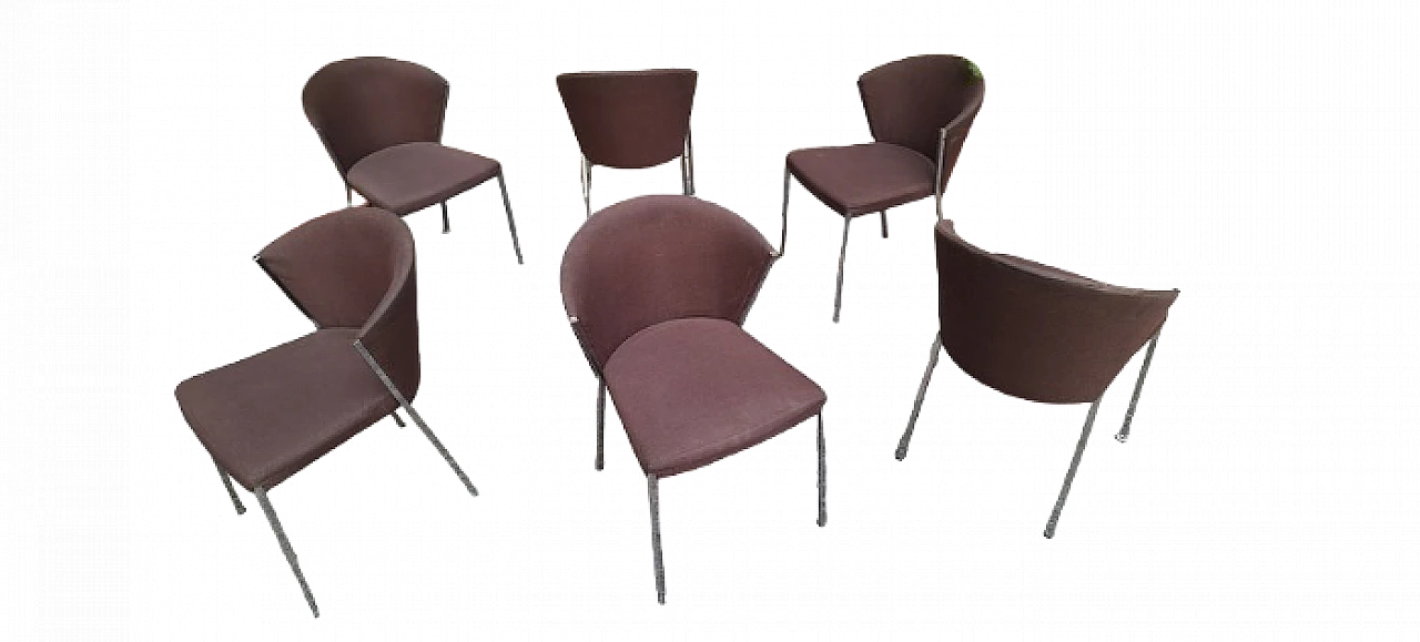 6 Sedie impilabili in metallo e tessuto di Calligaris 7