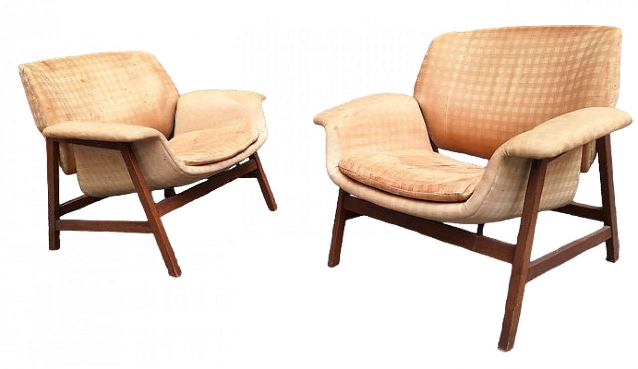 Pair of armchairs by Gianfranco Frattini for Cassina, 1960s 5