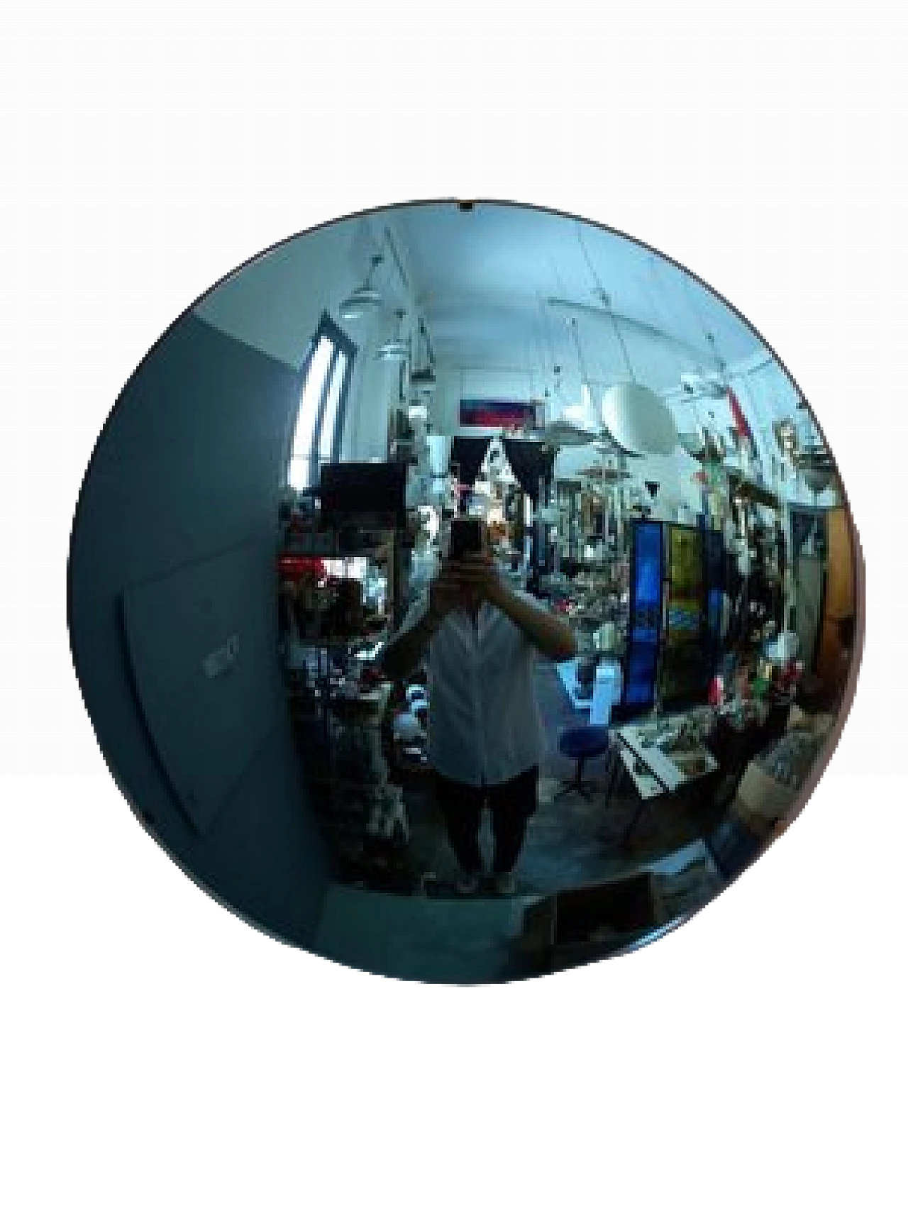 Specchio convesso blu con struttura in ferro orientabile, anni 2000 10