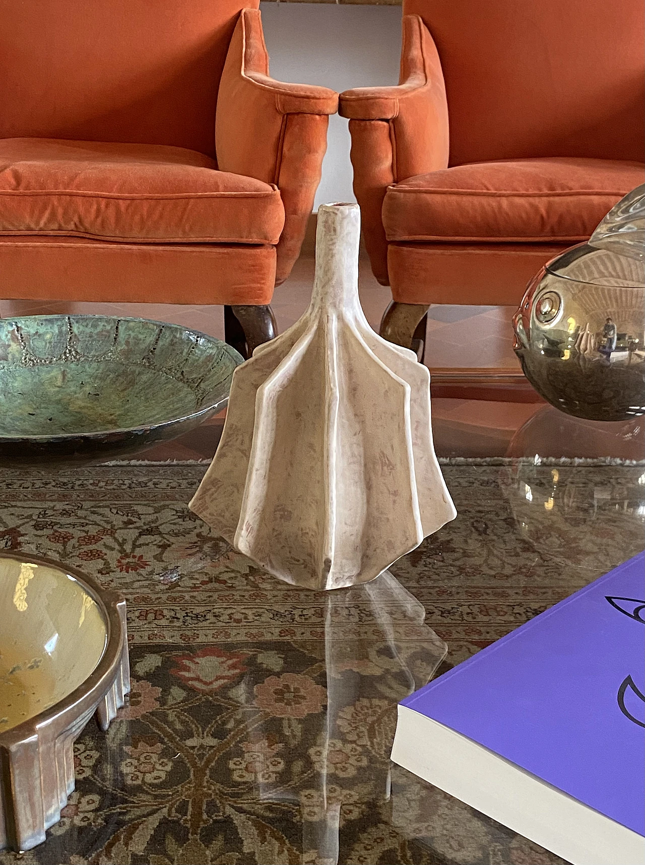 French white terracotta vase, 1970s 8