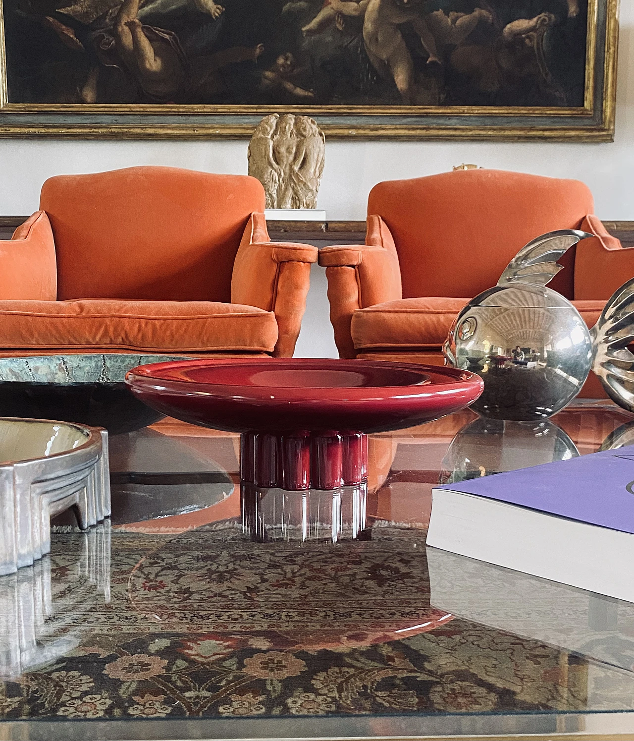 Art Deco red ceramic centerpiece by Paul Millet, 1930s 5