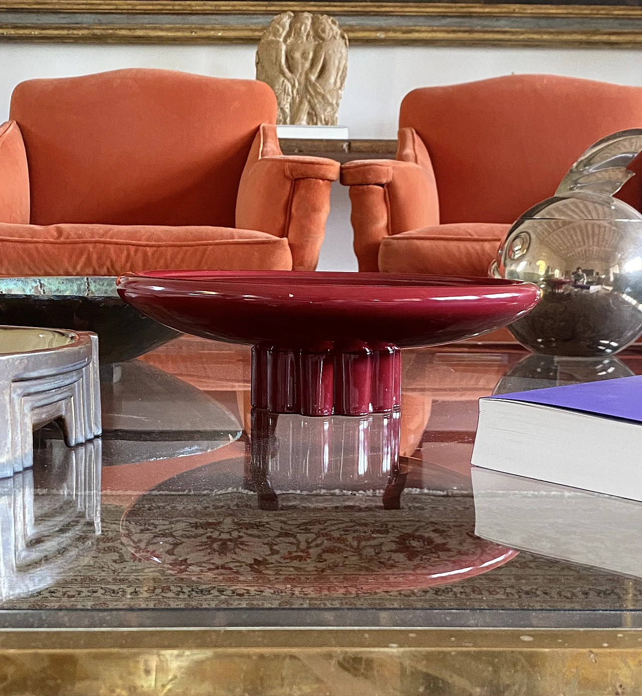 Art Deco red ceramic centerpiece by Paul Millet, 1930s 7