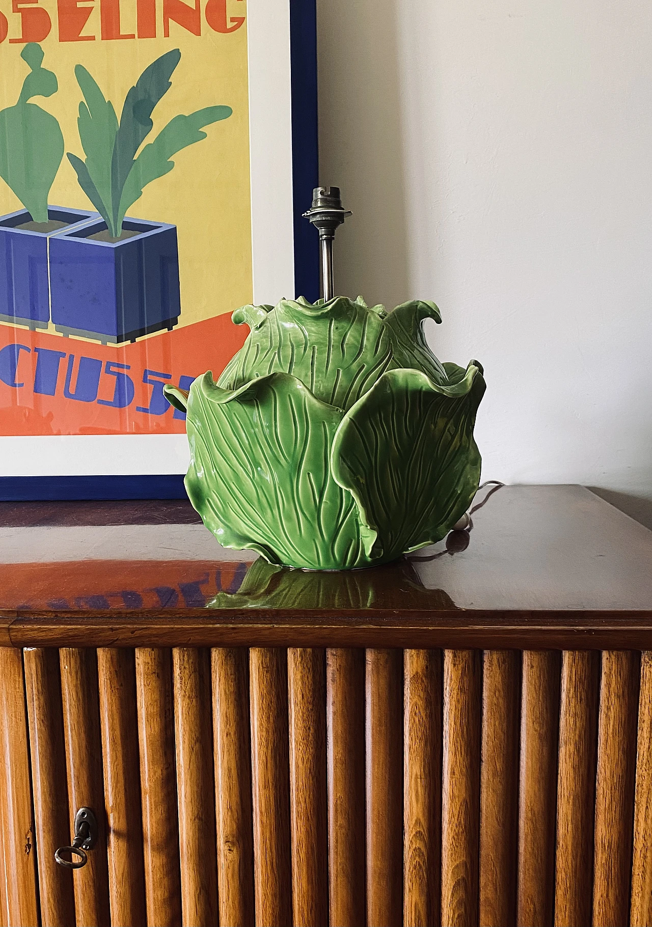 Lampada da tavolo lattuga in ceramica di Jean Roger, anni '50 5