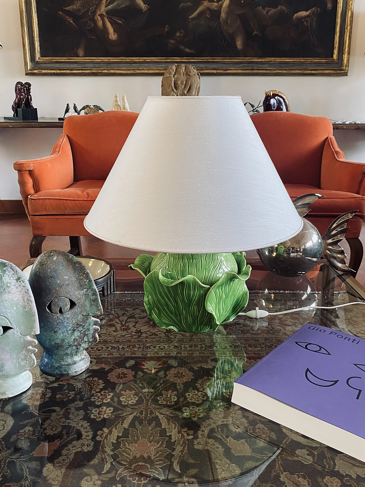 Lampada da tavolo lattuga in ceramica di Jean Roger, anni '50 10