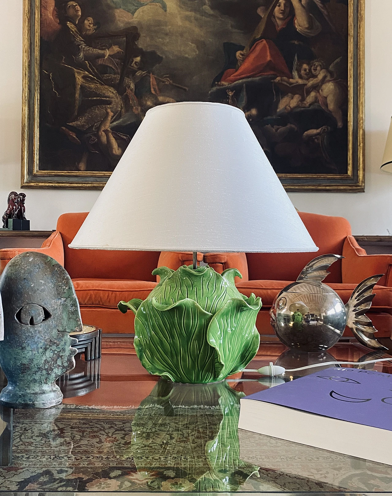 Lampada da tavolo lattuga in ceramica di Jean Roger, anni '50 11