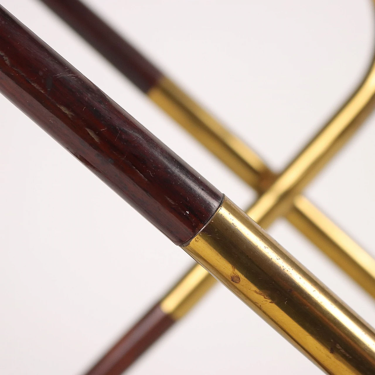 Bar cart in stained wood, glass and brass, 1950s 5