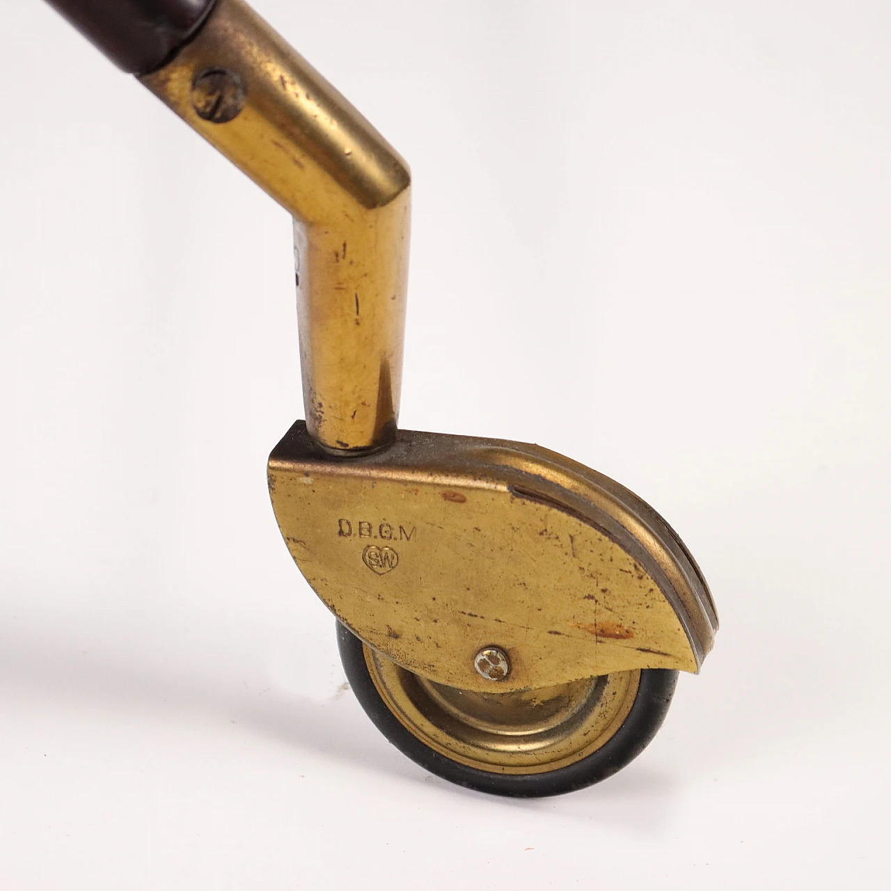Bar cart in stained wood, glass and brass, 1950s 7