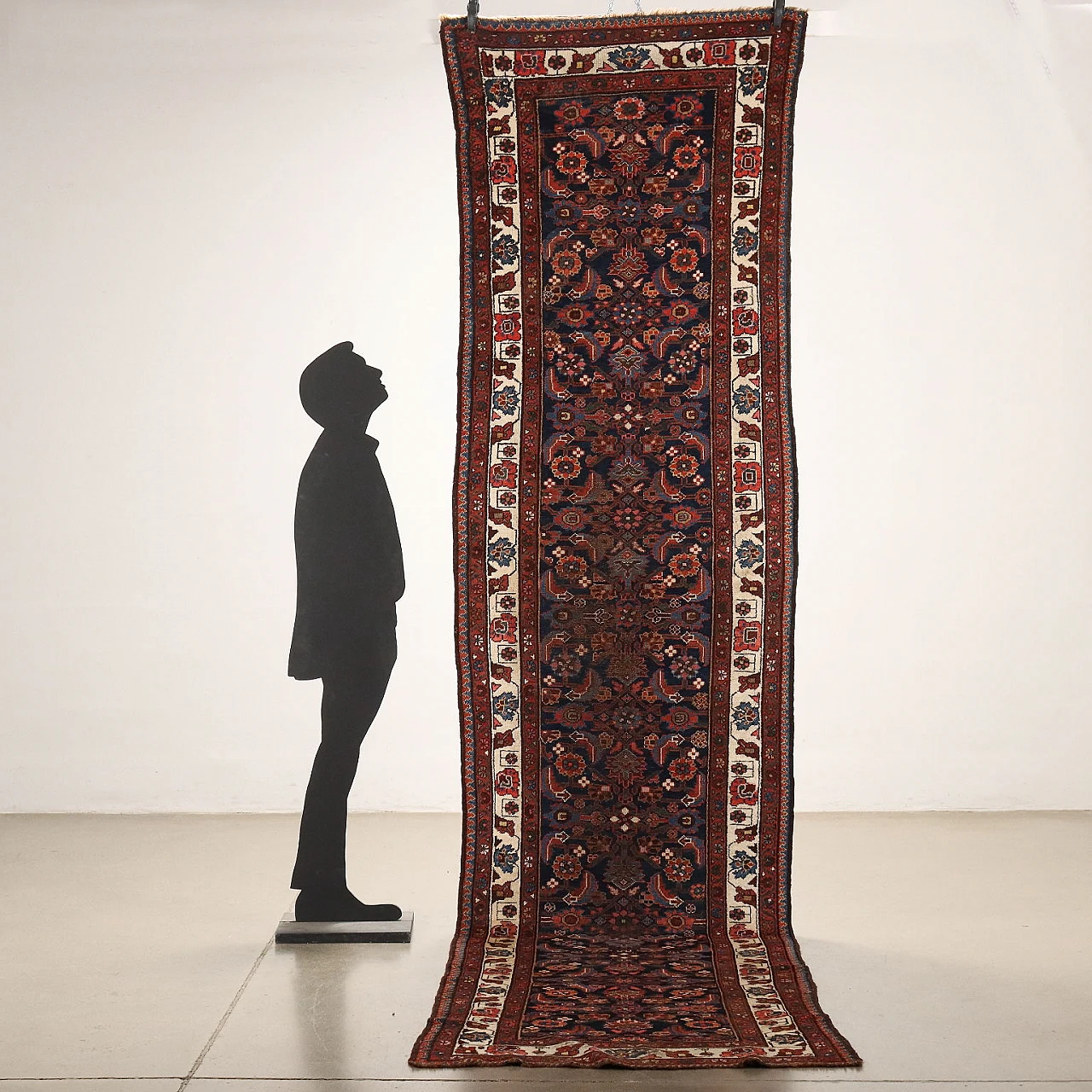 Red & brown thin knot Malayer rug in wool & cotton 2