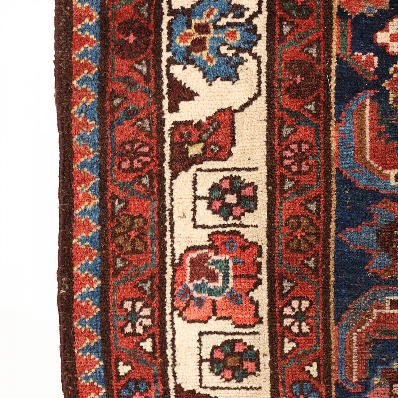 Red & brown thin knot Malayer rug in wool & cotton 6