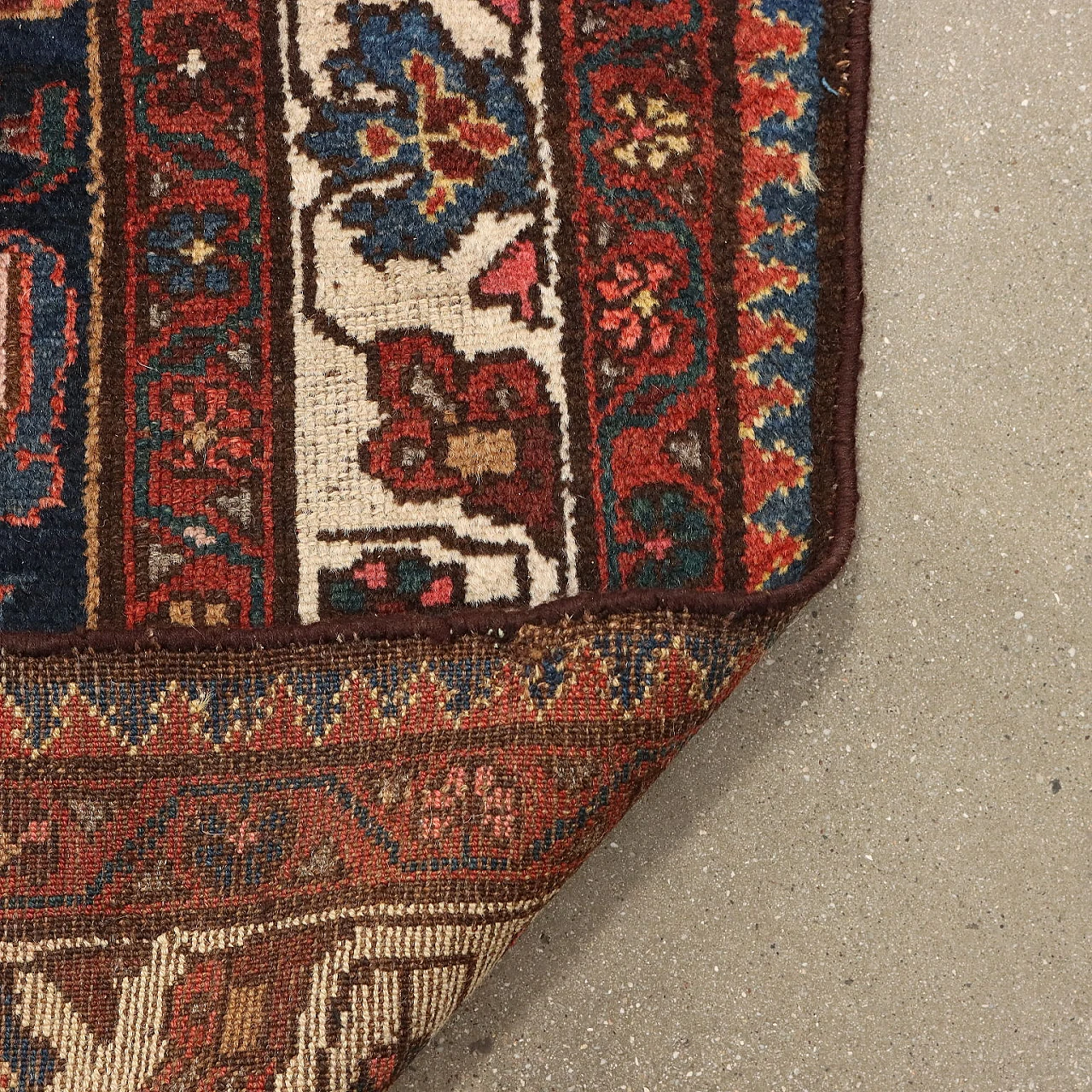 Red & brown thin knot Malayer rug in wool & cotton 8