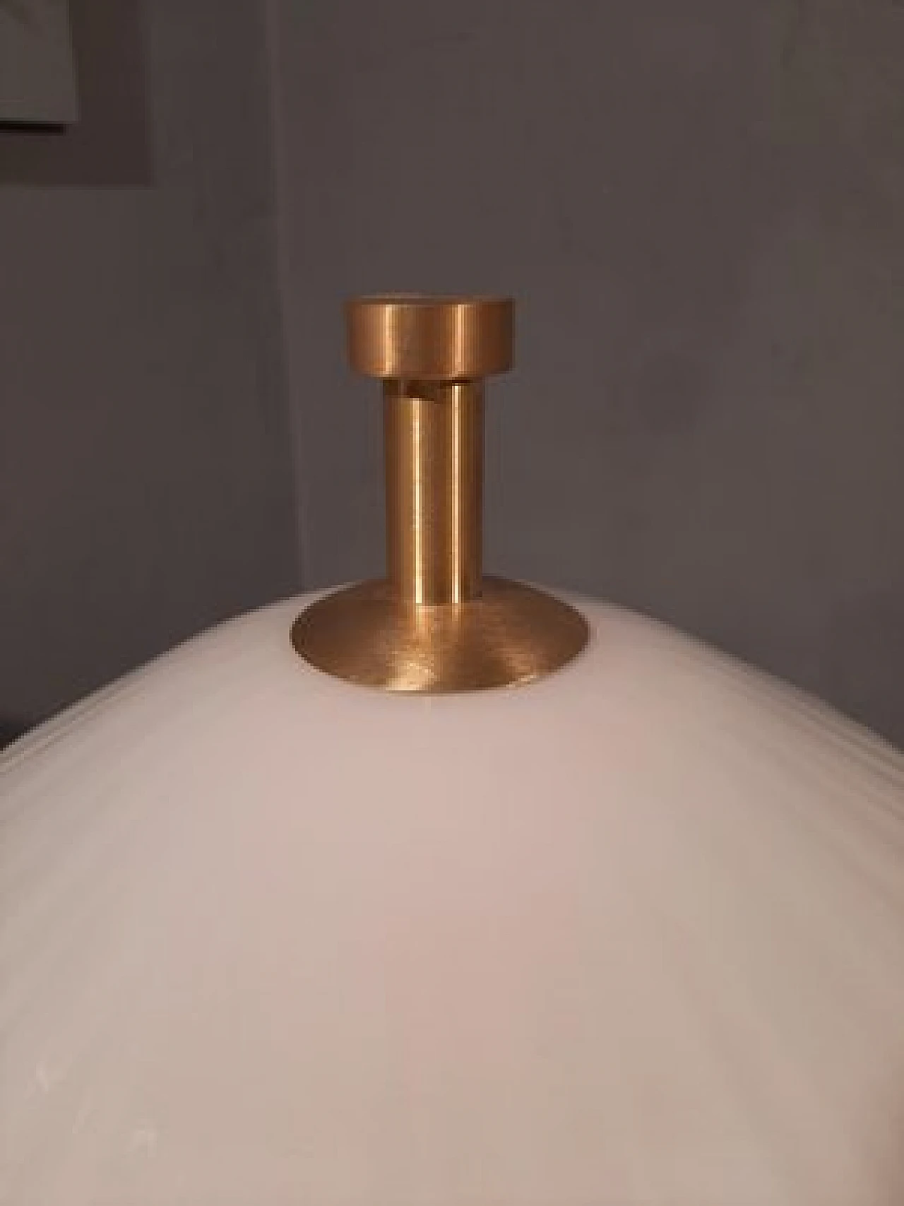 Table lamp with brass stem and satin glass lampshade, 2000s 11